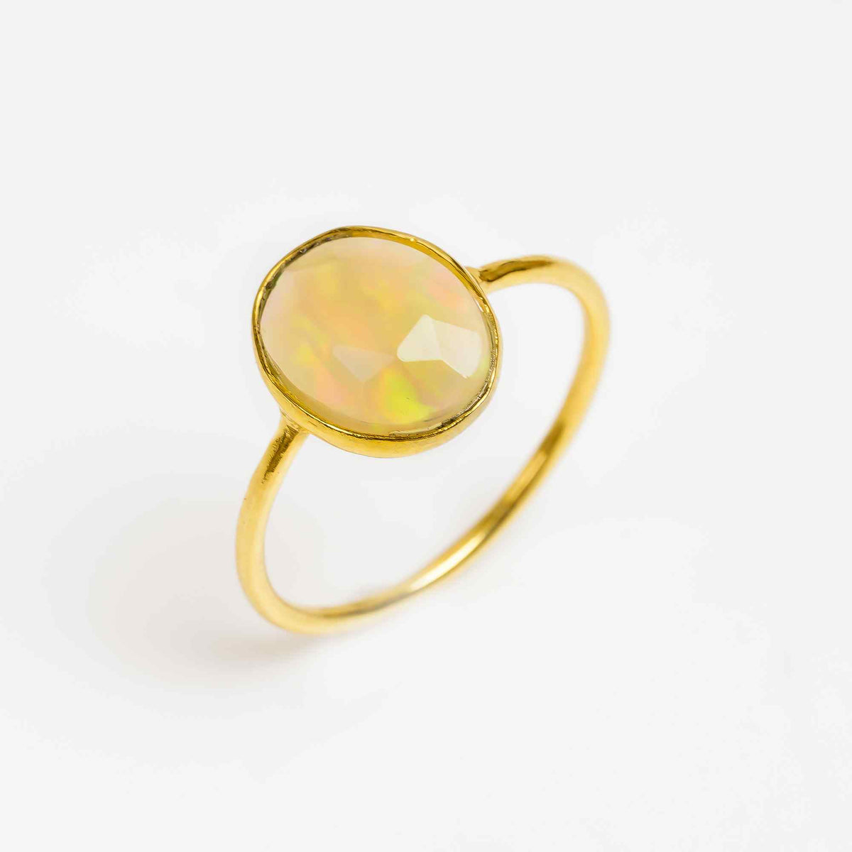 Ethiopian Opal Engagement Ring 925 Sterling Silver Natural Welo Opal RingOctober Birthstone Jewelry