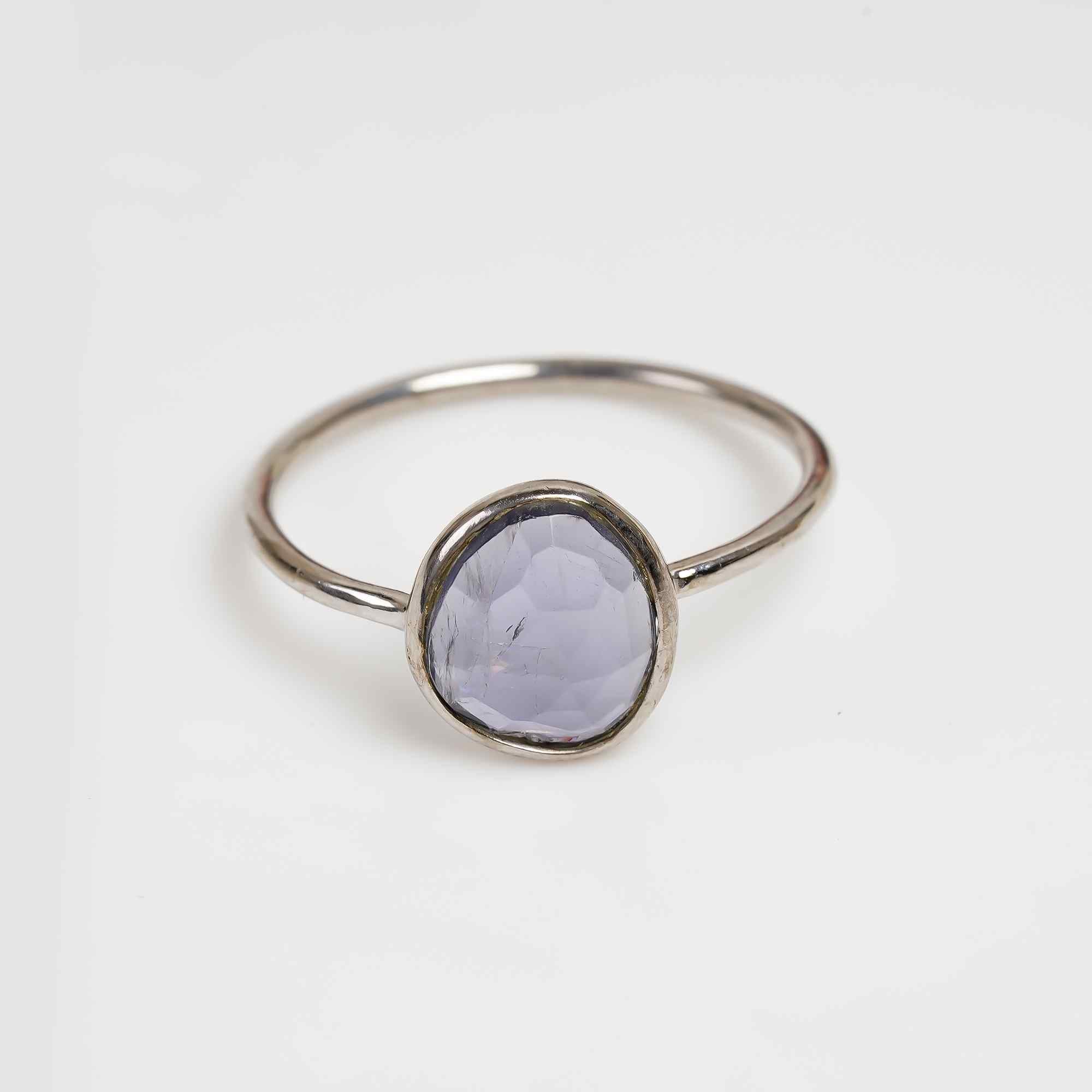 Iolite Engagement Ring 925 Sterling Silver Natural Iolite Solitaire Ring December Birthstone Jewelry