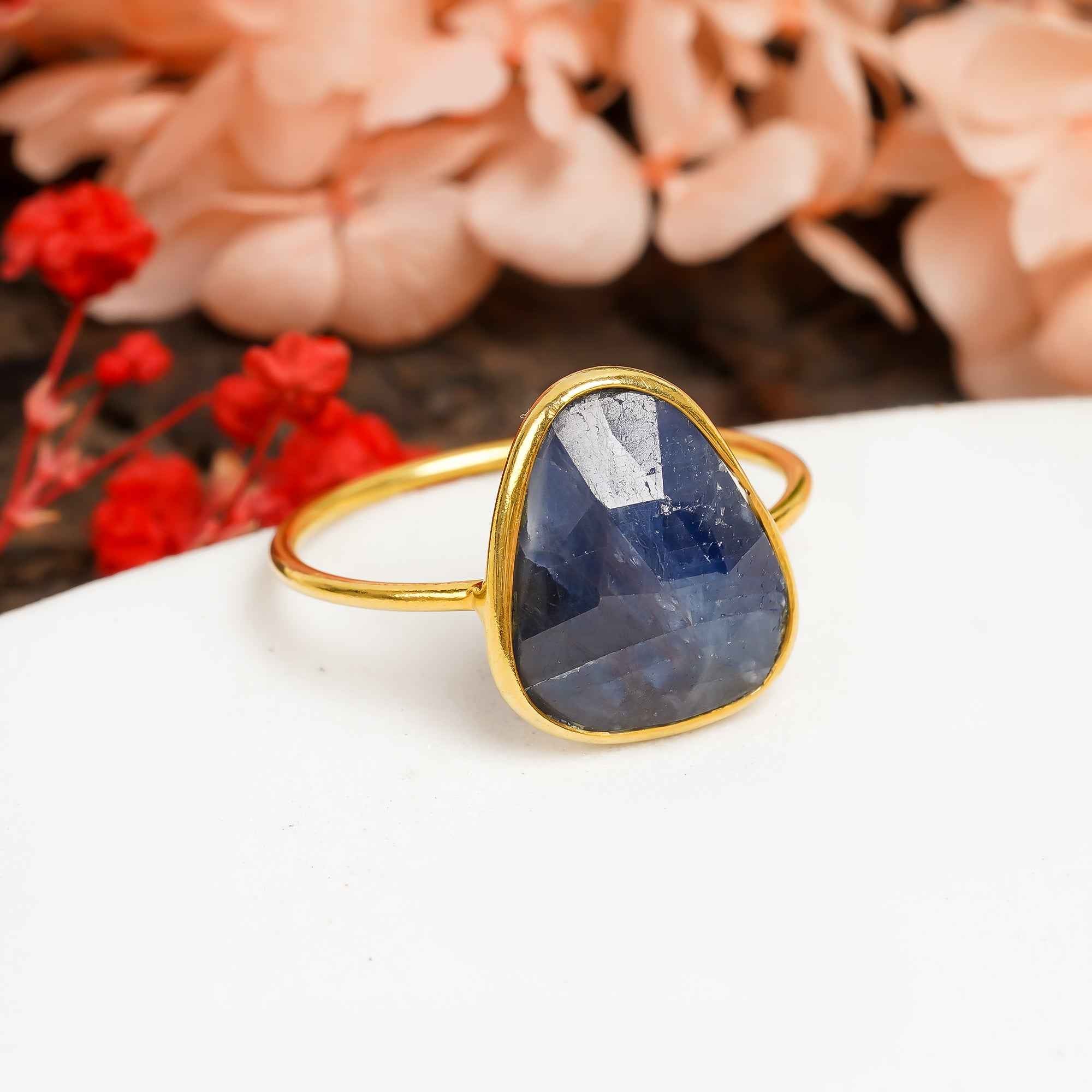 Blue Sapphire Engagement Ring 925 Sterling Silver Natural Sapphire Ring September Birthstone Jewelry