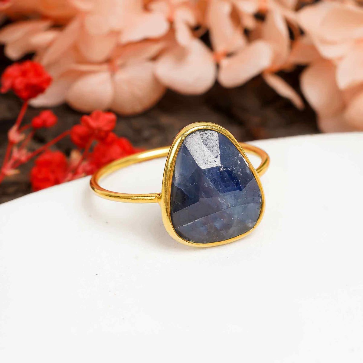 Blue Sapphire Engagement Ring 925 Sterling Silver Natural Sapphire Ring September Birthstone Jewelry