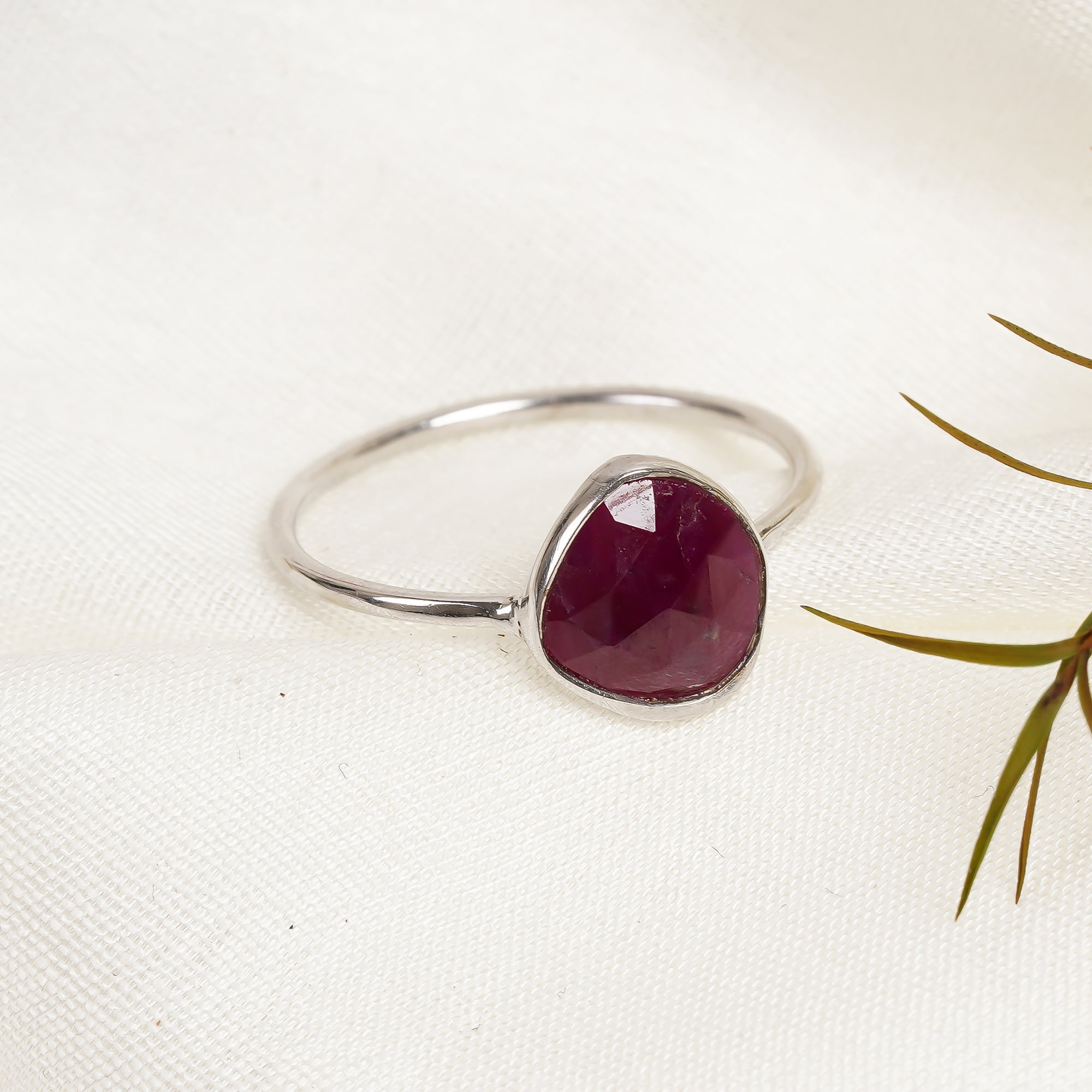 Glass Filled Ruby Ring 925 Sterling Silver Ruby Engagement Ring July Birthstone Jewelry Gift for Her