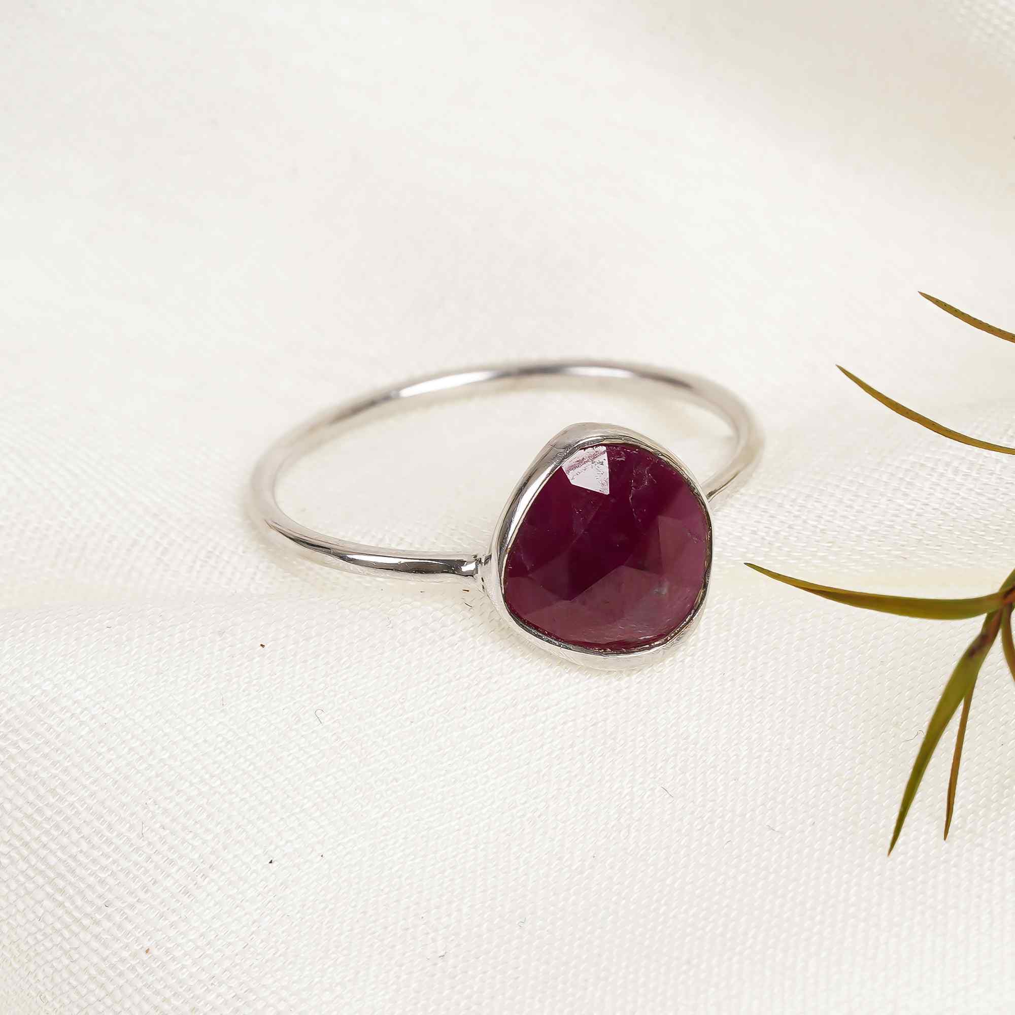 Glass Filled Ruby Ring 925 Sterling Silver Ruby Engagement Ring July Birthstone Jewelry Gift for Her