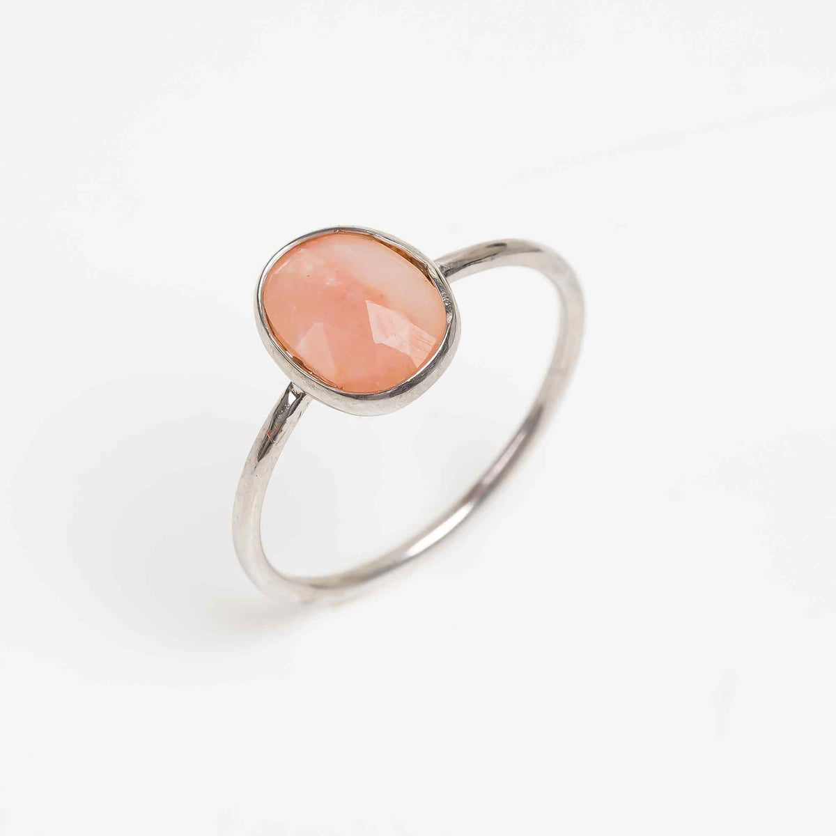Pink Opal Promise Ring 925 Sterling Silver Natural Pink Opal RingRomantic Gemstone Jewelry Gift