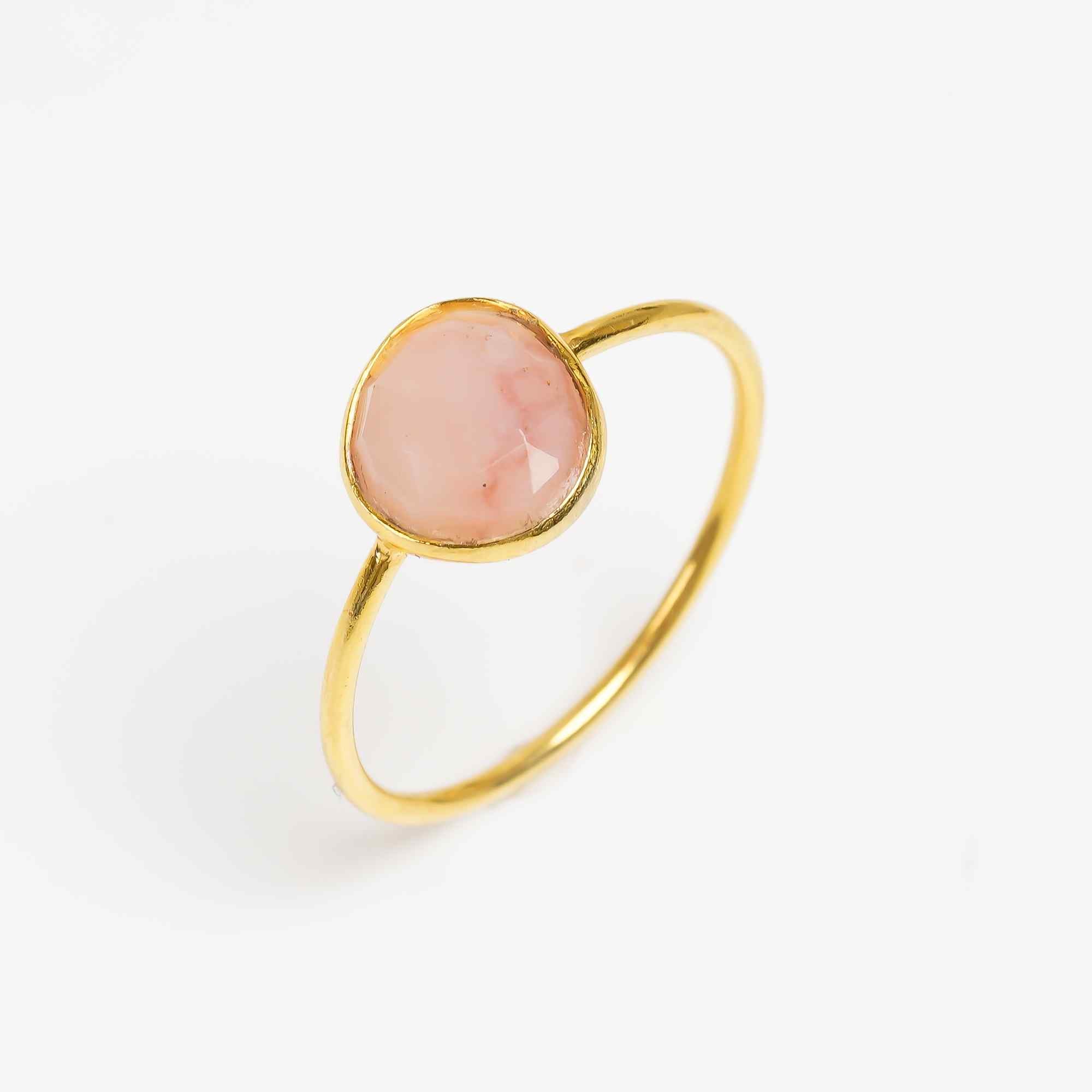 Pink Opal Promise Ring 925 Sterling Silver Natural Pink Opal RingRomantic Gemstone Jewelry Gift