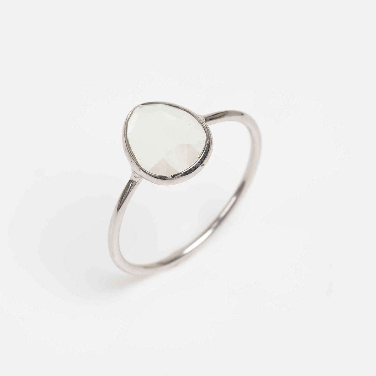 Green Amethyst Solitaire Ring 925 Sterling Silver Natural Prasiolite Engagement Ring Gemstone Jewelry