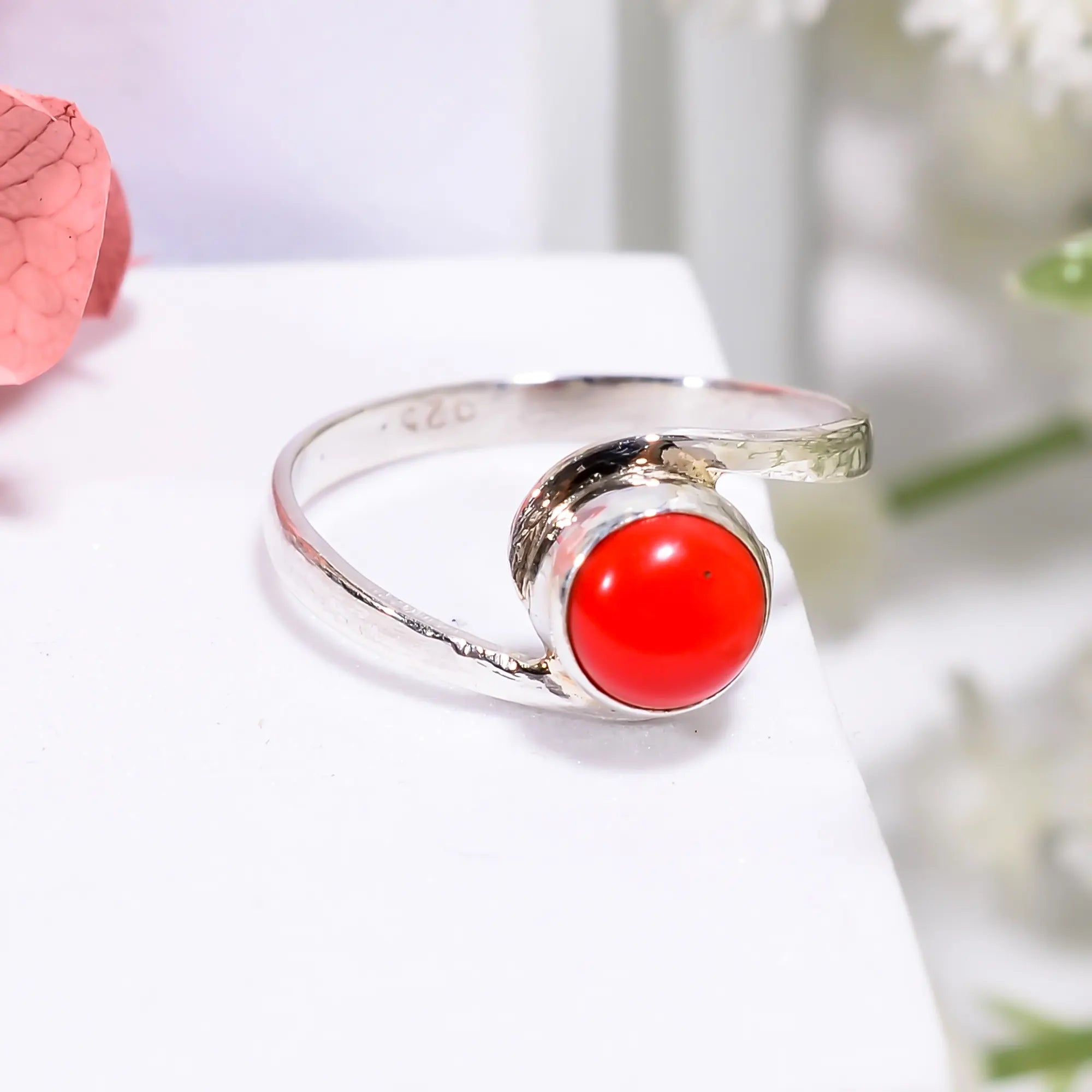 Red Carnelian Rings Natural Gemstone Ring in 925 Sterling Silver – Handmade, Dainty & Elegant