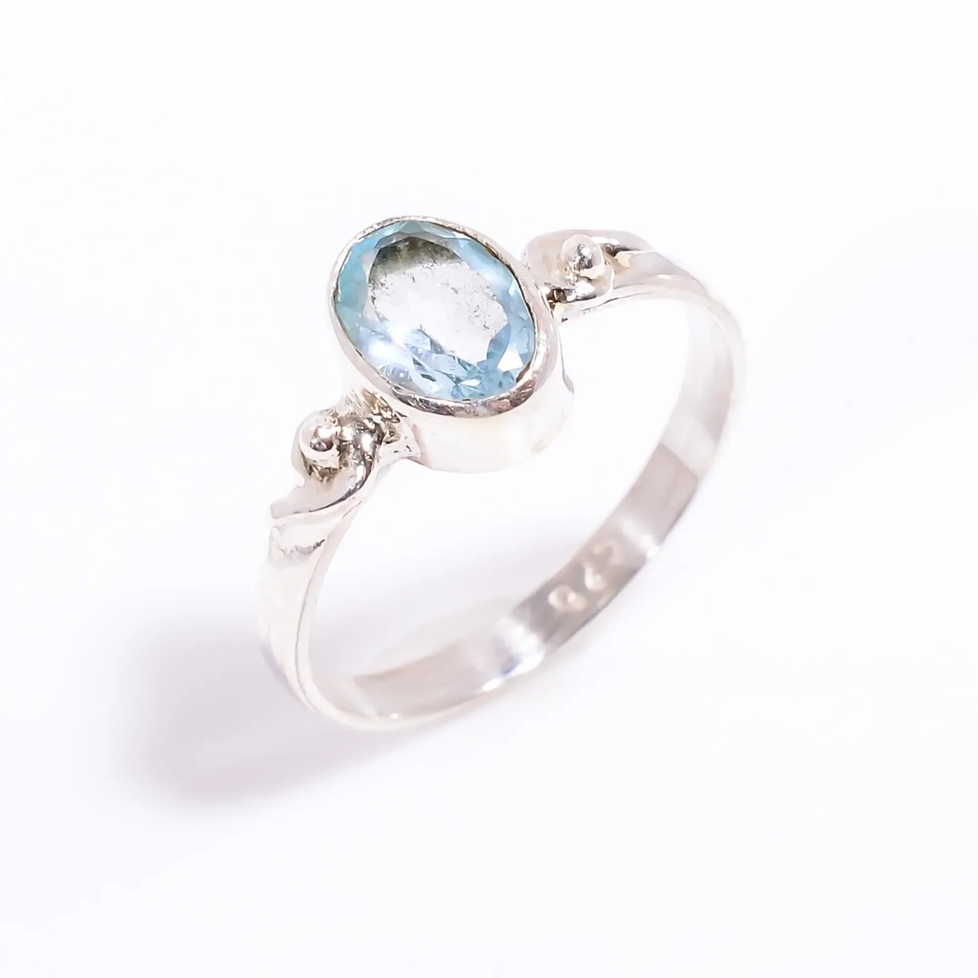 Sky Blue Topaz Bohemian Gemstone Ring – Vintage Inspired Jewelry