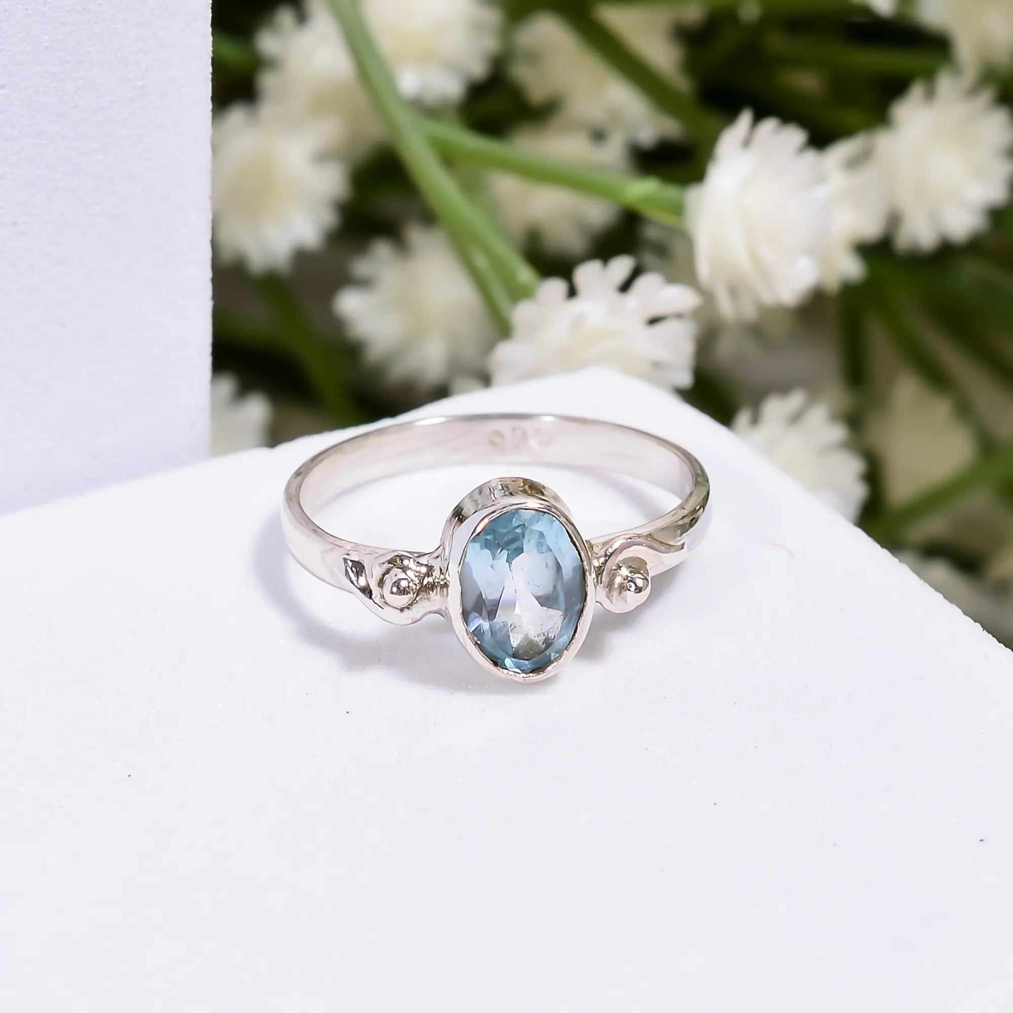 Sky Blue Topaz Bohemian Gemstone Ring – Vintage Inspired