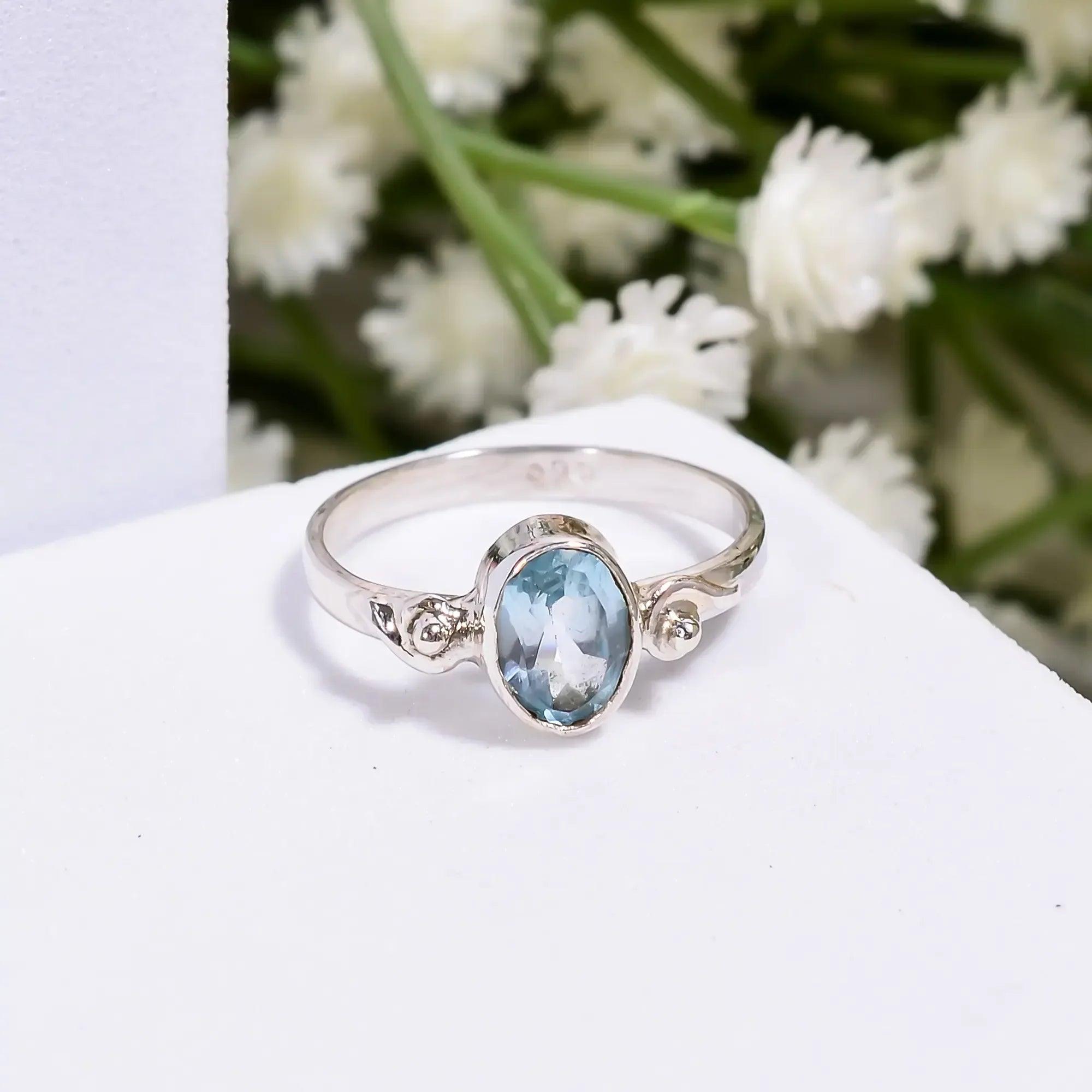 Sky Blue Topaz Bohemian Gemstone Ring – Vintage Inspired Jewelry
