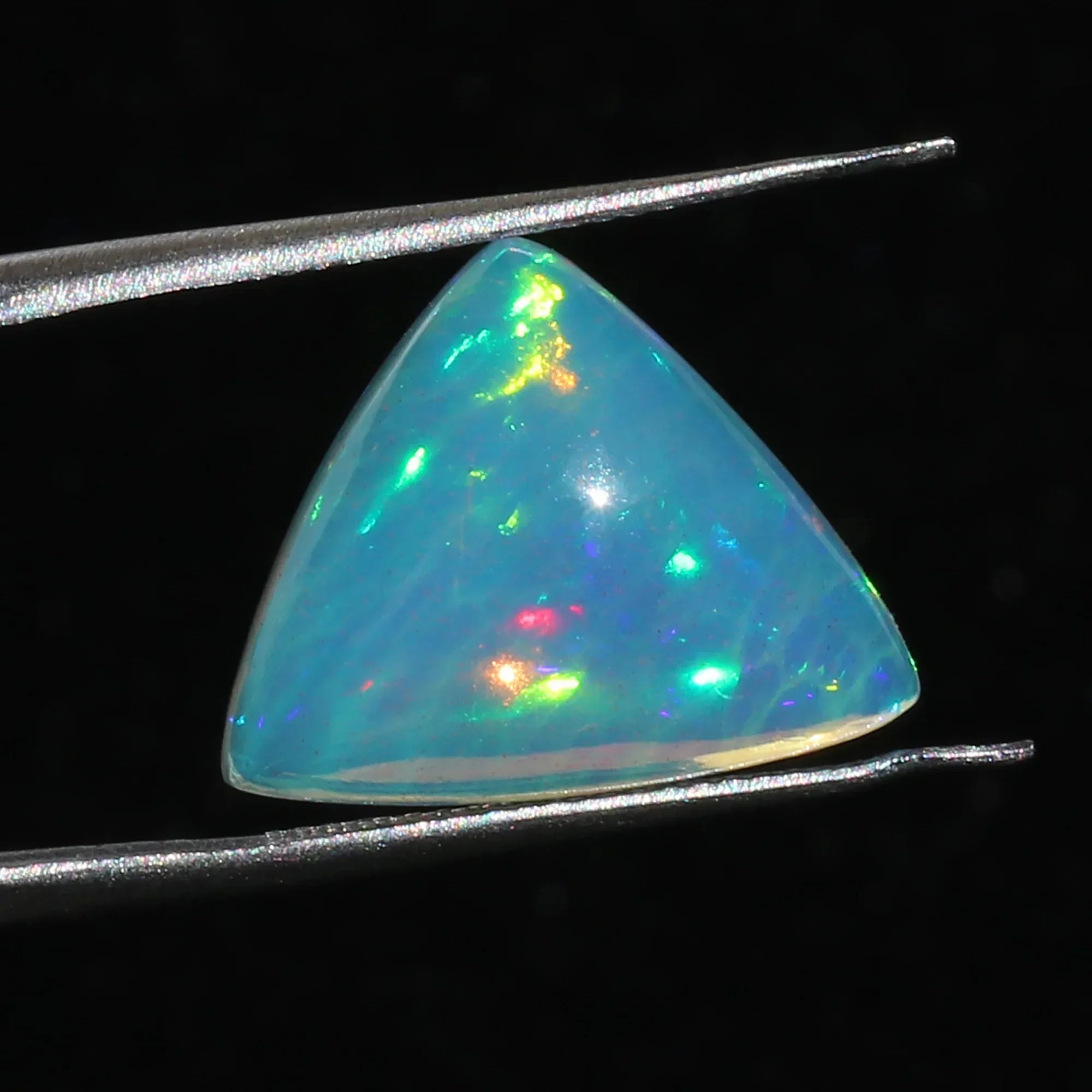 Ethiopian Welo Opal Cabochon: Honeycomb Gemstone for Jewelry Making (7.6ct, 17mm Triangle loose gemstones