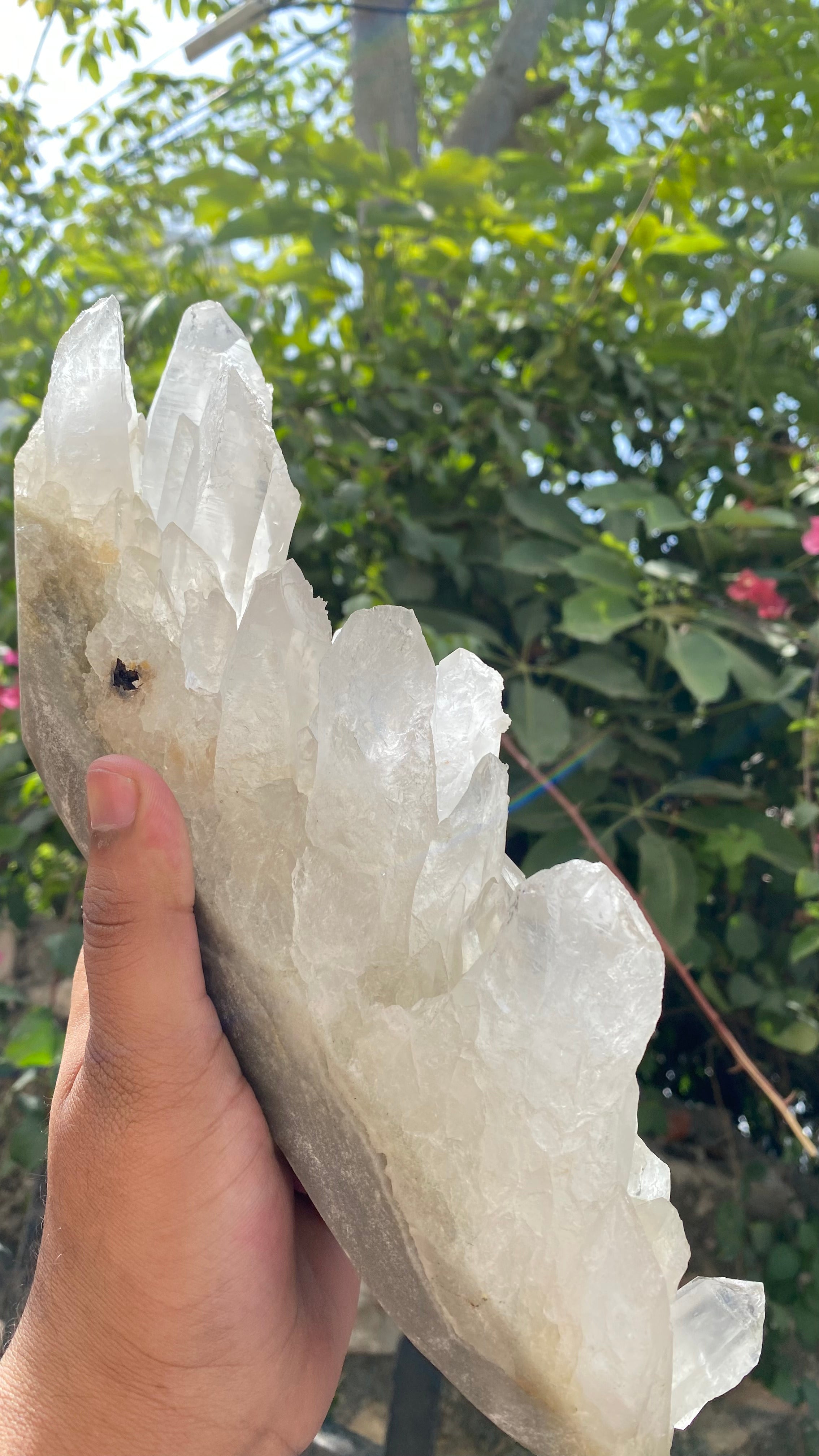 Natural Himalayan White Quartz Crystal cluster from Himalya Quartz, raw healing stone for meditation and spiritual decor.