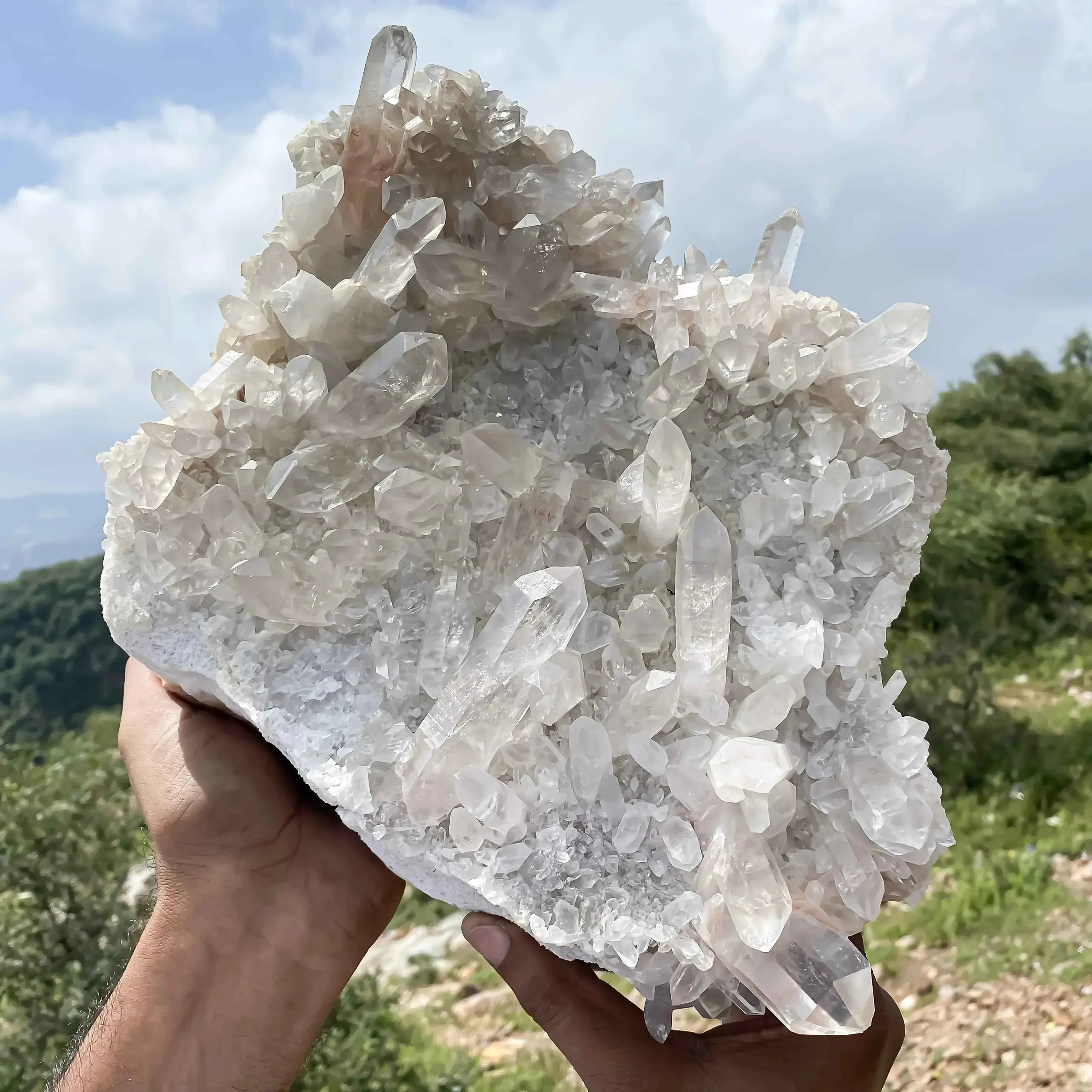 Himalayan Pink Quartz Cluster - Large Natural Healing Stone 9450g for Energy and Balance Himalayan Quartz