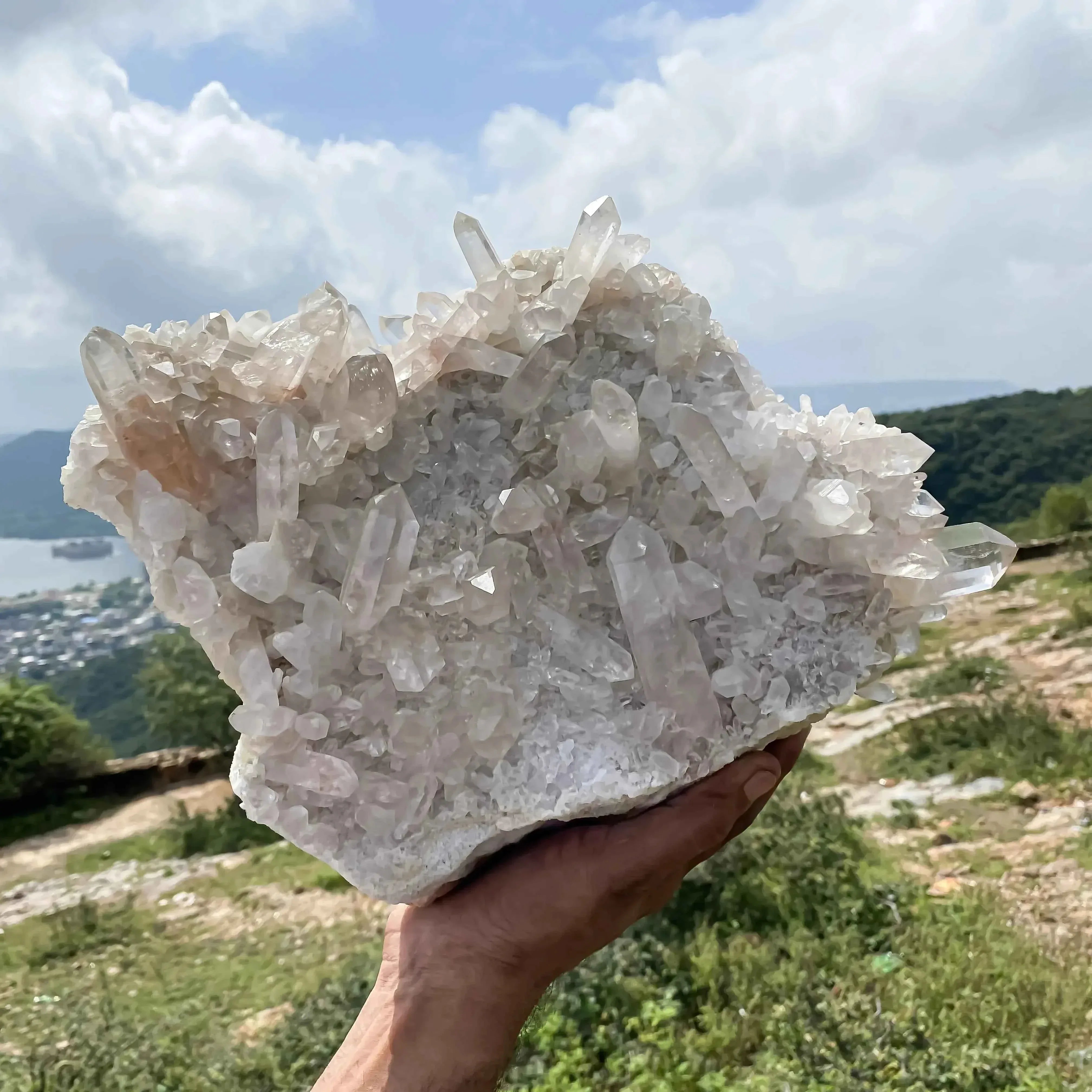 Himalayan Pink Quartz Cluster - Large Natural Healing Stone 9450g for Energy and Balance Himalayan Quartz