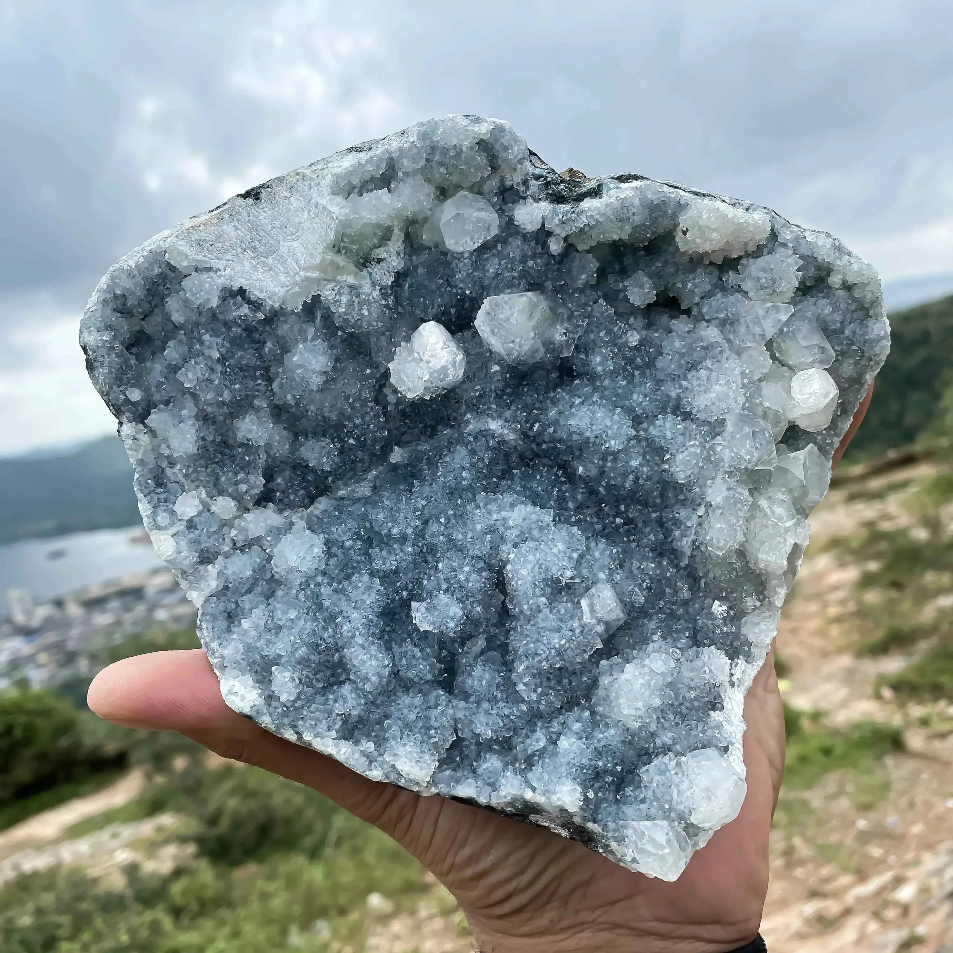 Blue Apophyllite Crystal Rough 1730g - Natural Healing Mineral for Energy and Clarity Zeolite
