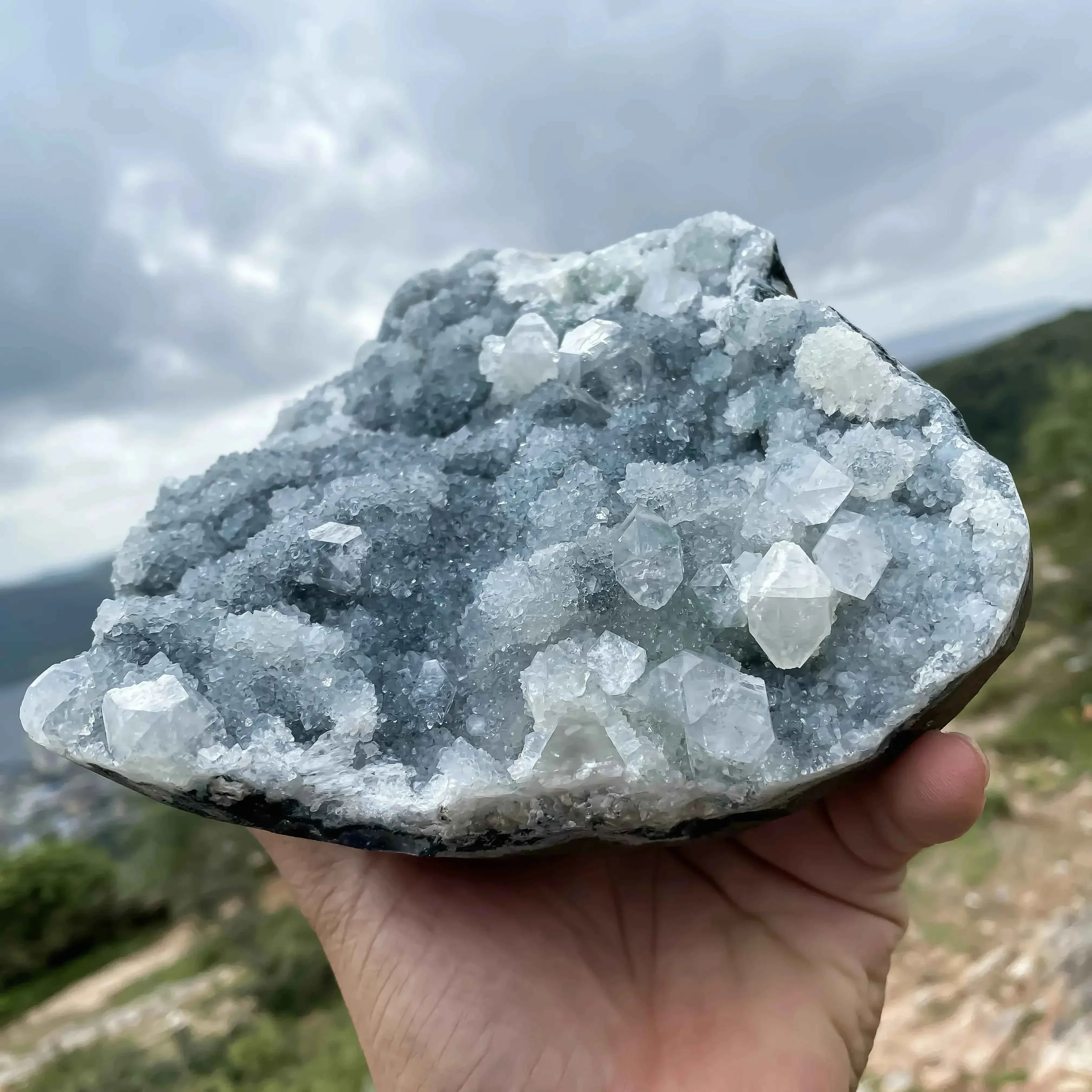 Blue Apophyllite Crystal Rough 1730g - Natural Healing Mineral for Energy and Clarity Zeolite