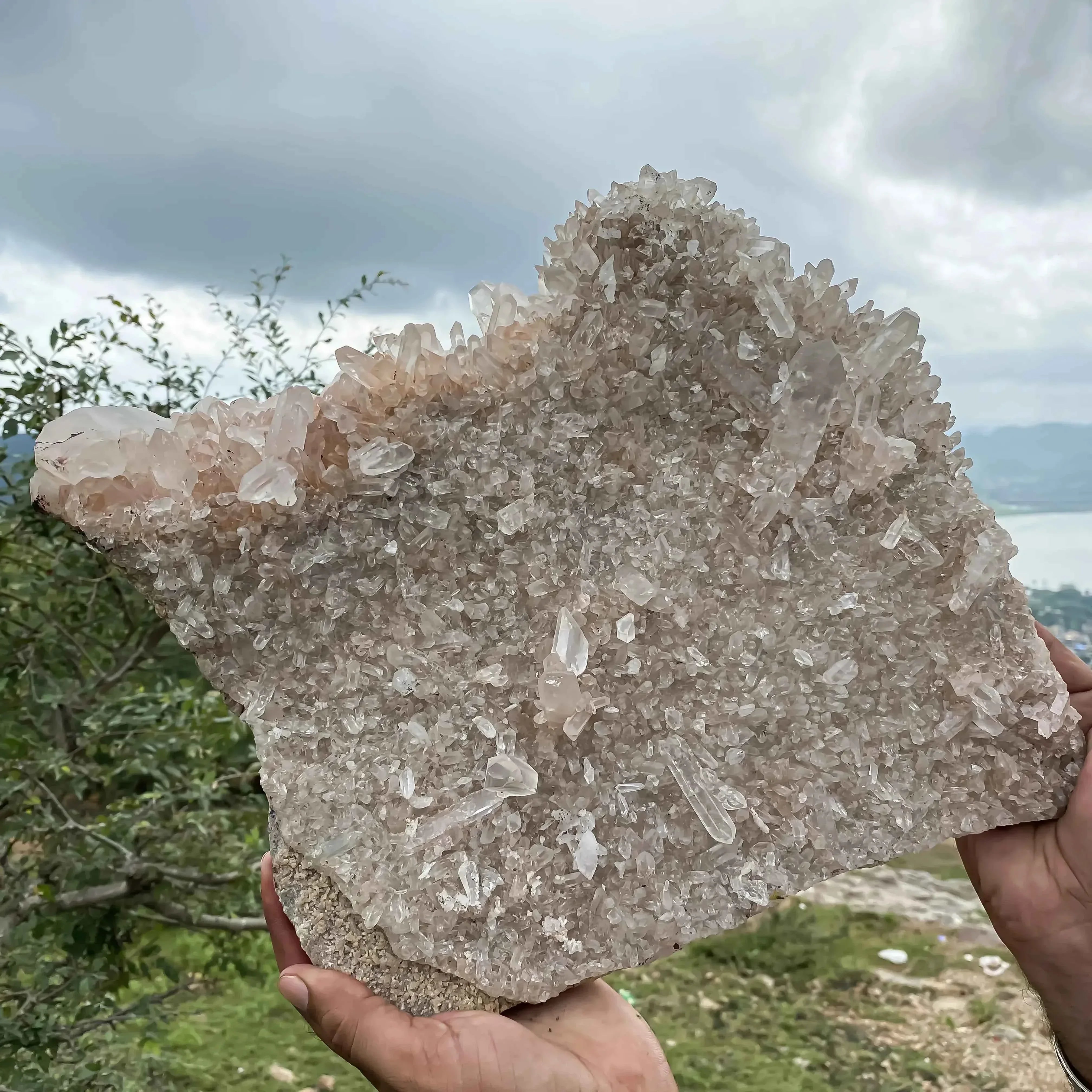 Himalayan Pink Quartz Cluster - Authentic Natural Healing Crystal Stone for Wellbeing Himalayan Quartz