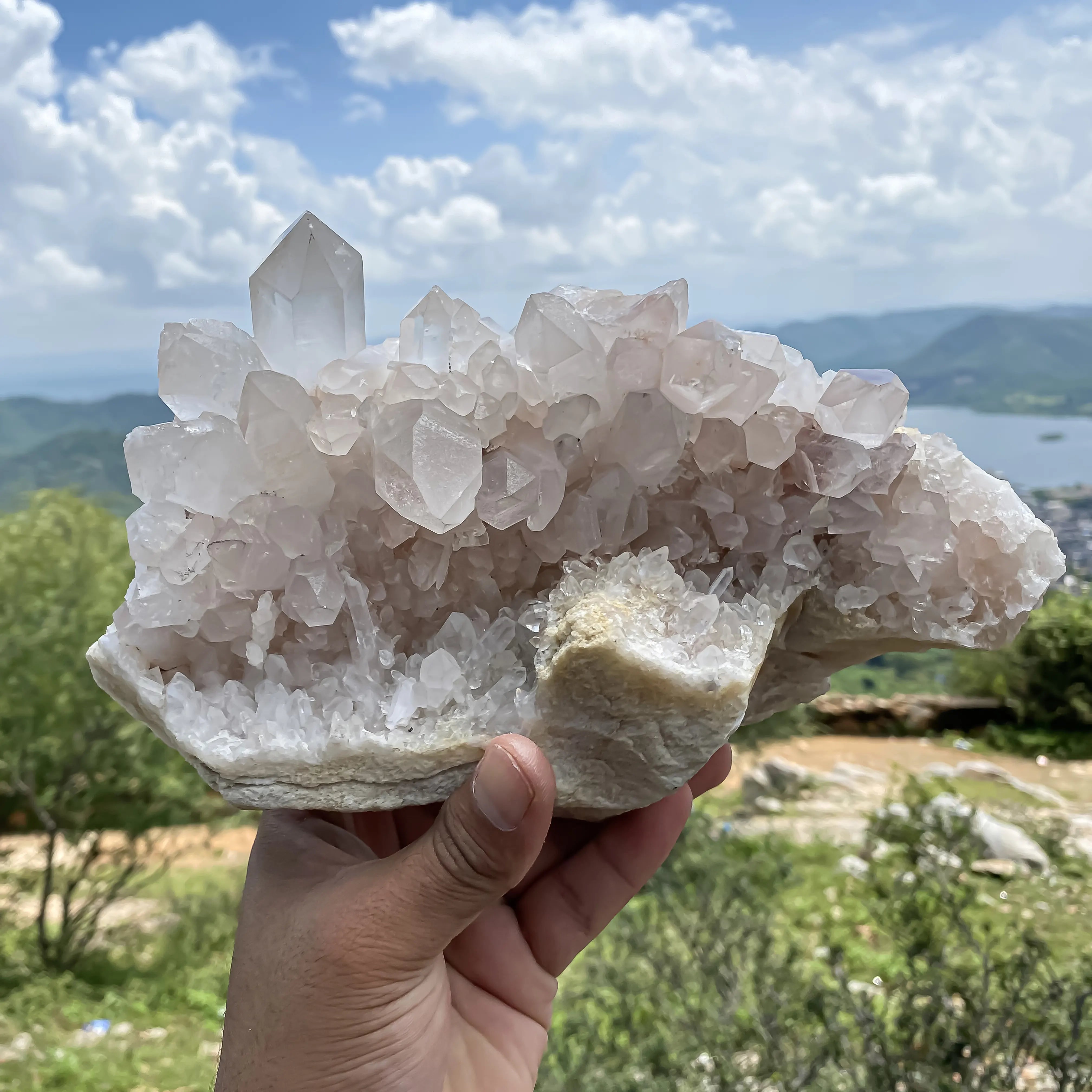 Unique Natural Himalayan White Quartz Cluster 3480g for Home Decor