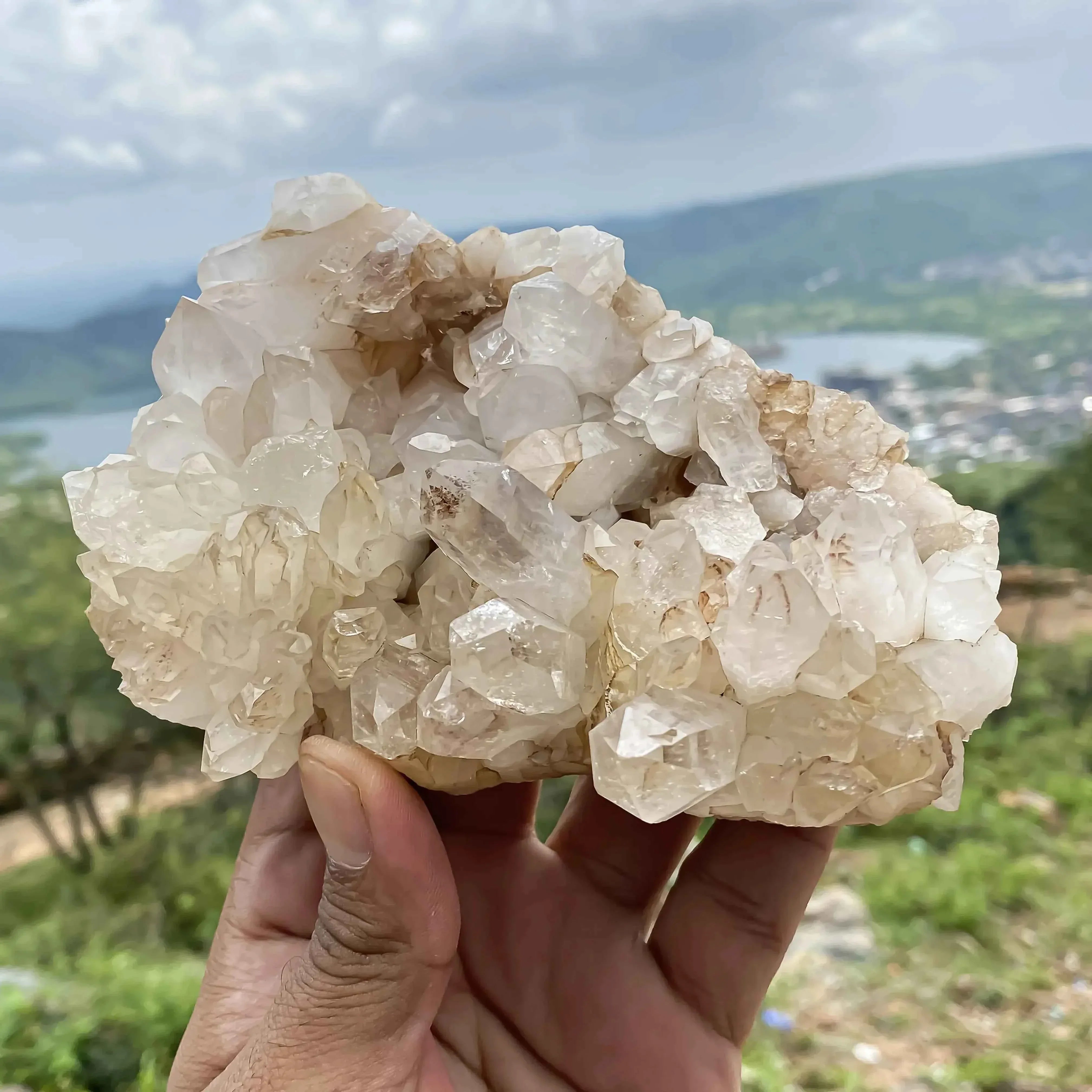 Natural Himalayan White Quartz Cluster 590g Raw Crystal Points for Healing and Energy Himalayan Quartz