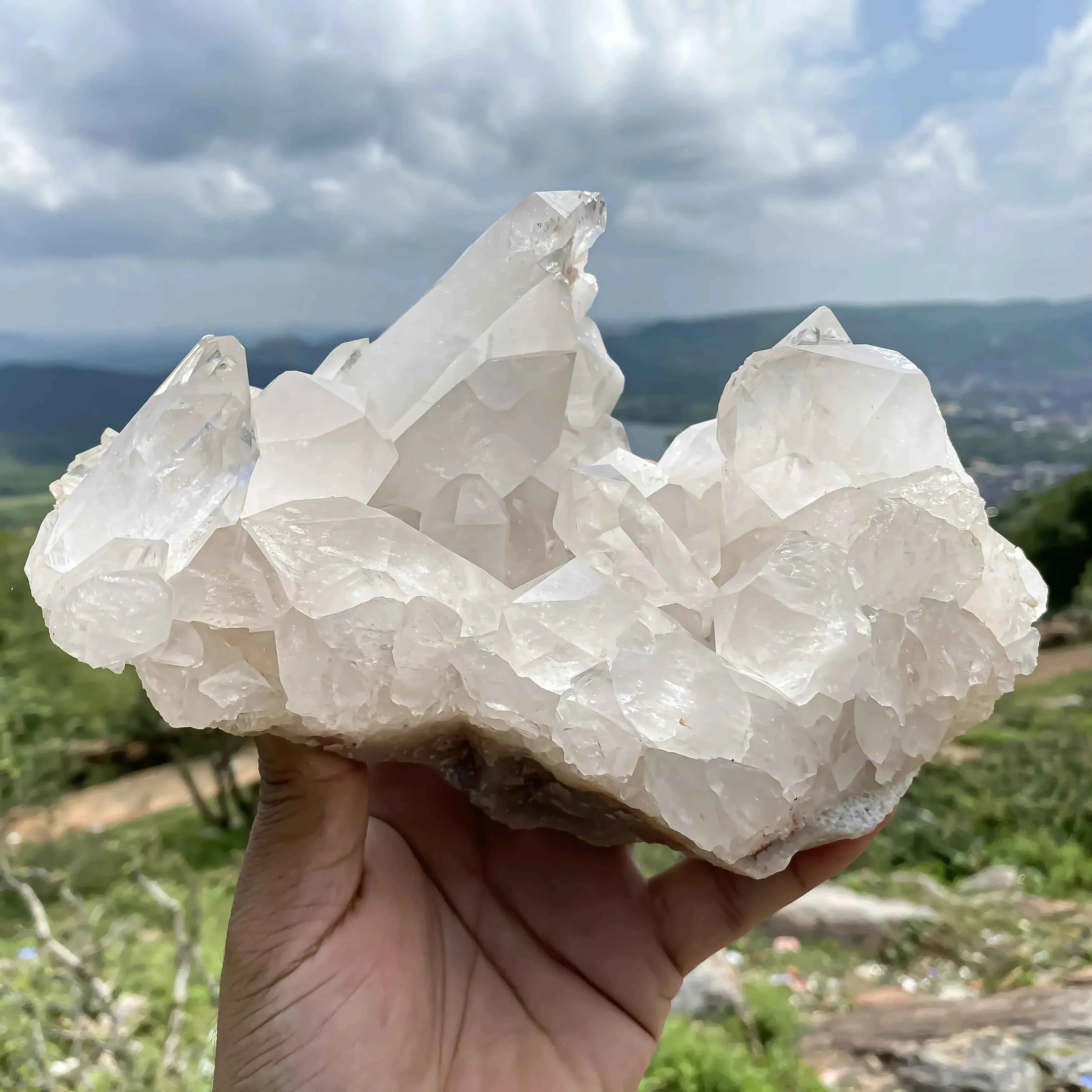 Natural Himalayan White Quartz Cluster 1600g Raw Crystal Points - Healing Energy Stone Himalayan Quartz