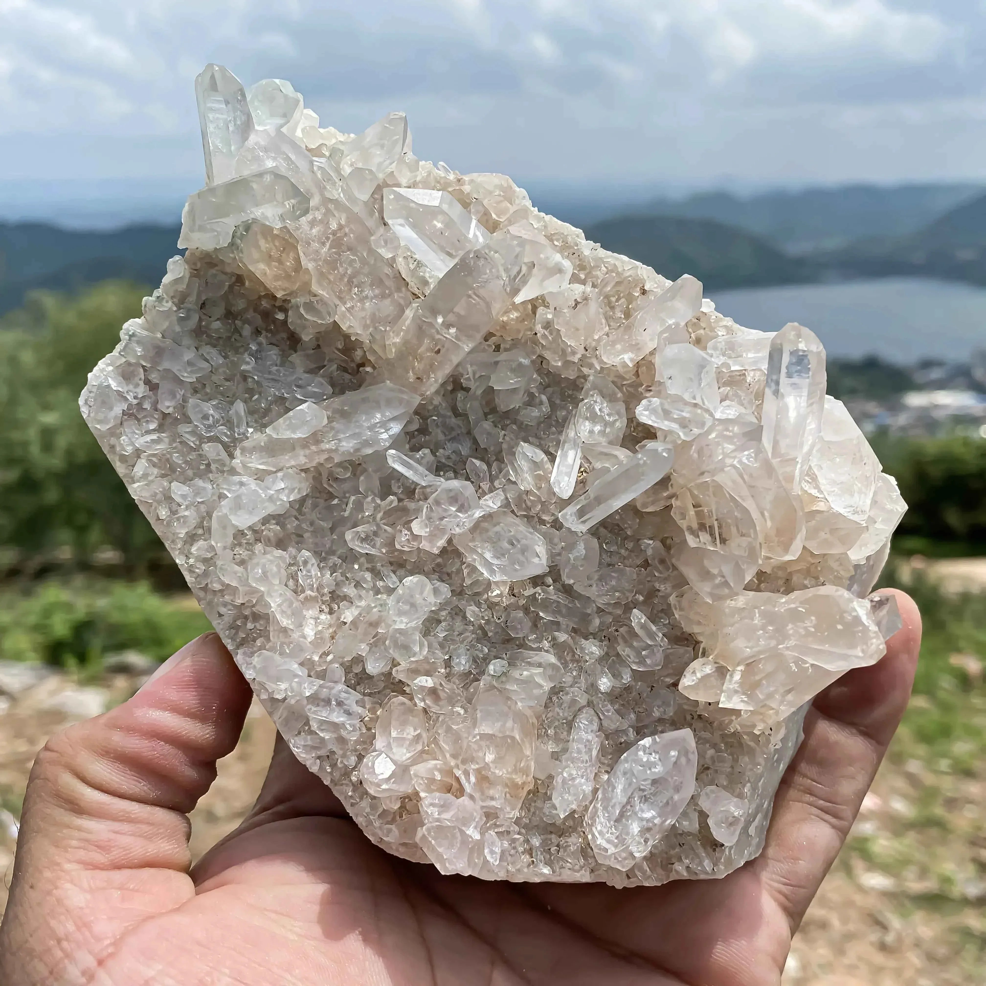 Natural Himalayan Green Chlorite Quartz Cluster 400g Raw Healing Crystal Himalayan Quartz