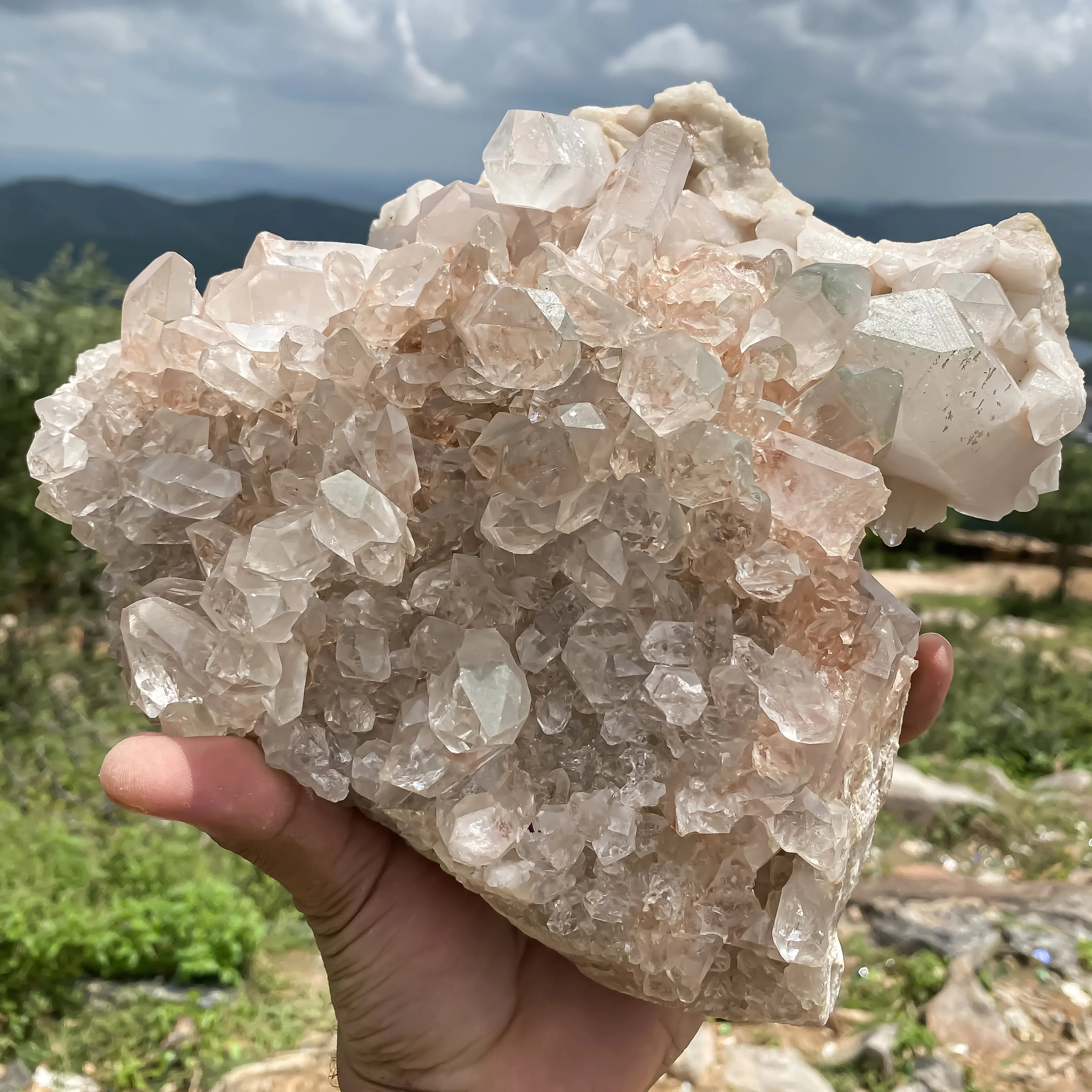 Natural Himalayan Pink Quartz Cluster – 2935 g Raw Crystal Points