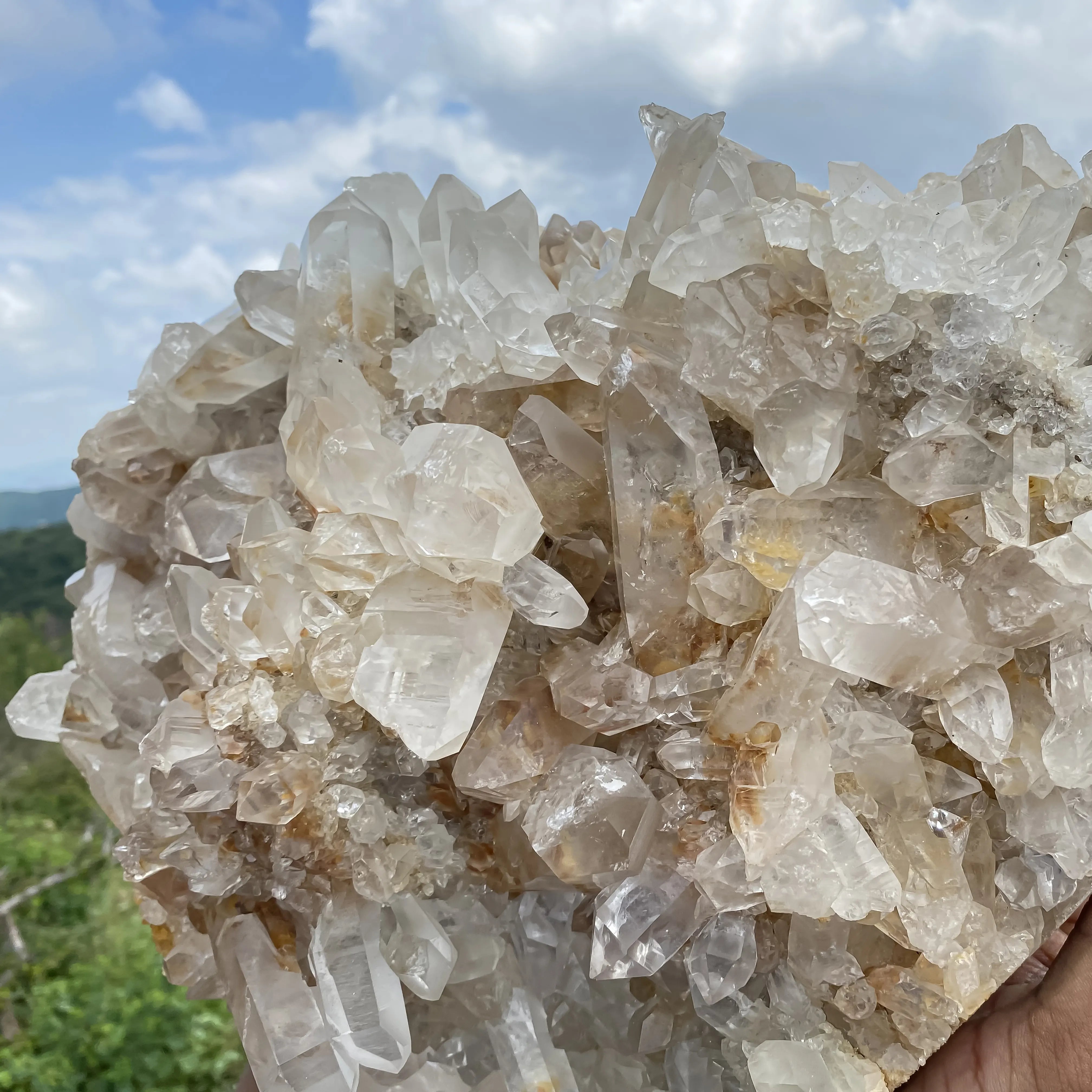 Natural Himalayan Yellow Quartz Cluster – 11.6 kg, Large Raw Crystal Points