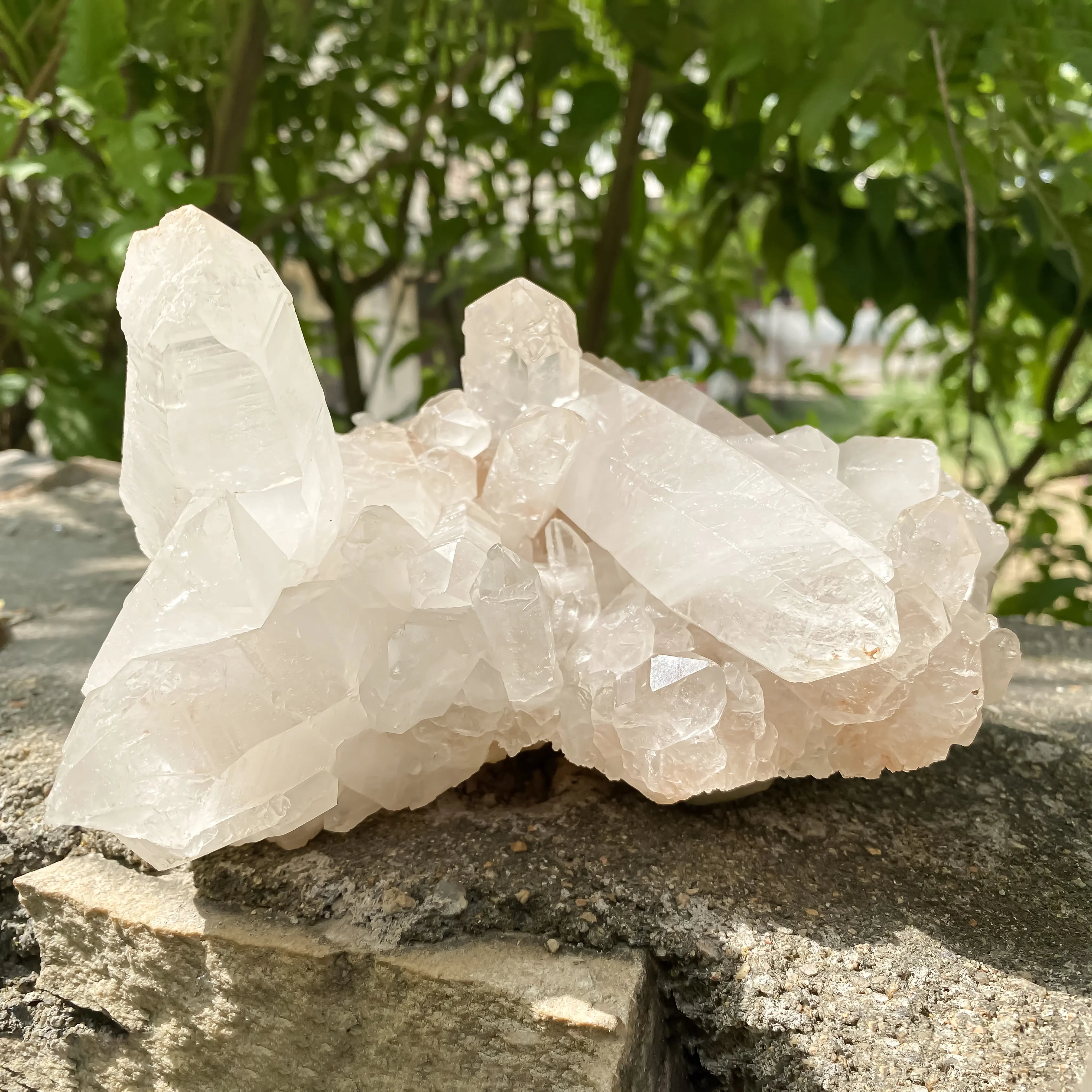 Himalayan White and Pink Quartz Cluster 1900g Skull Shape Healing Crystal