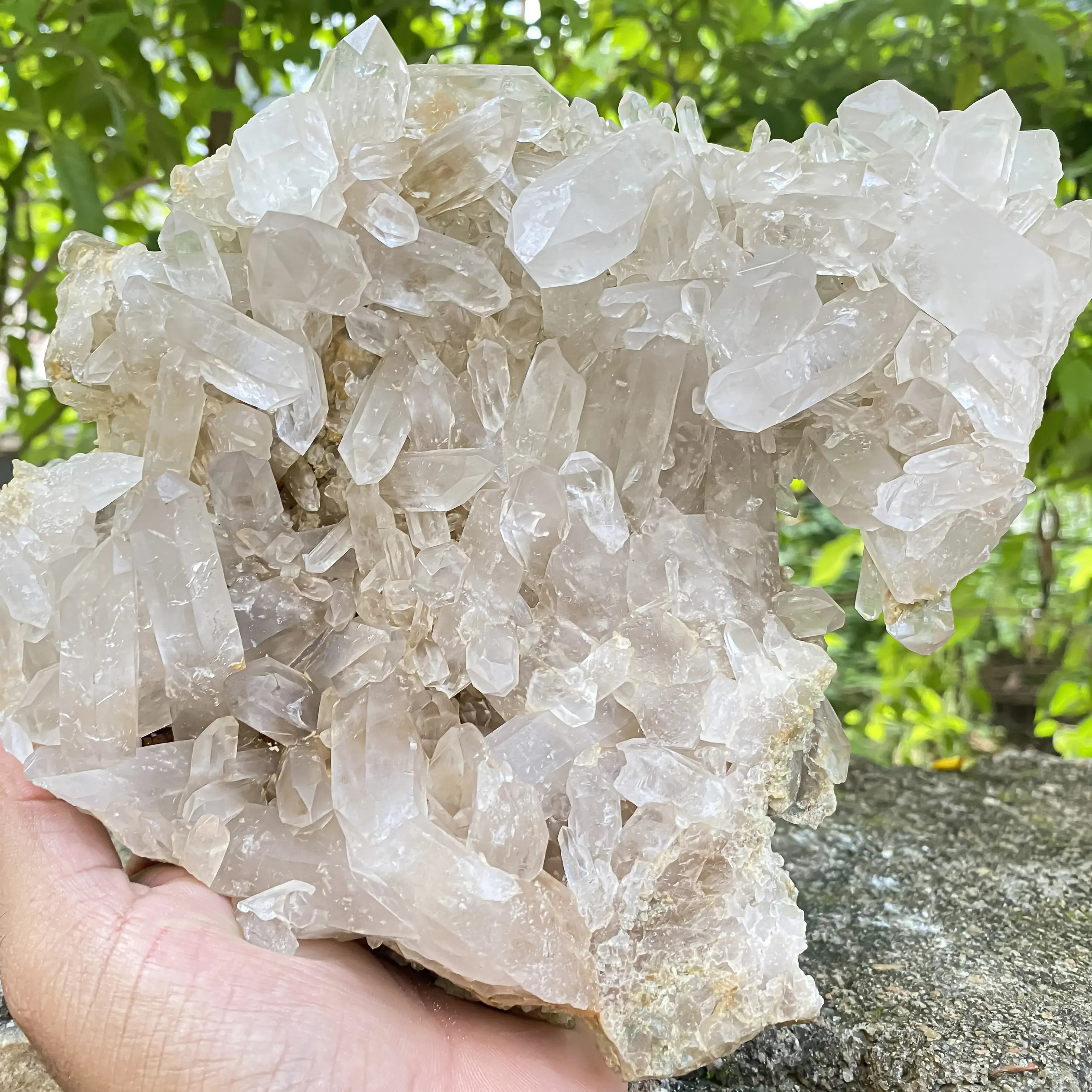 White Phantom Quartz Cluster 1300g Himalayan Quartz
