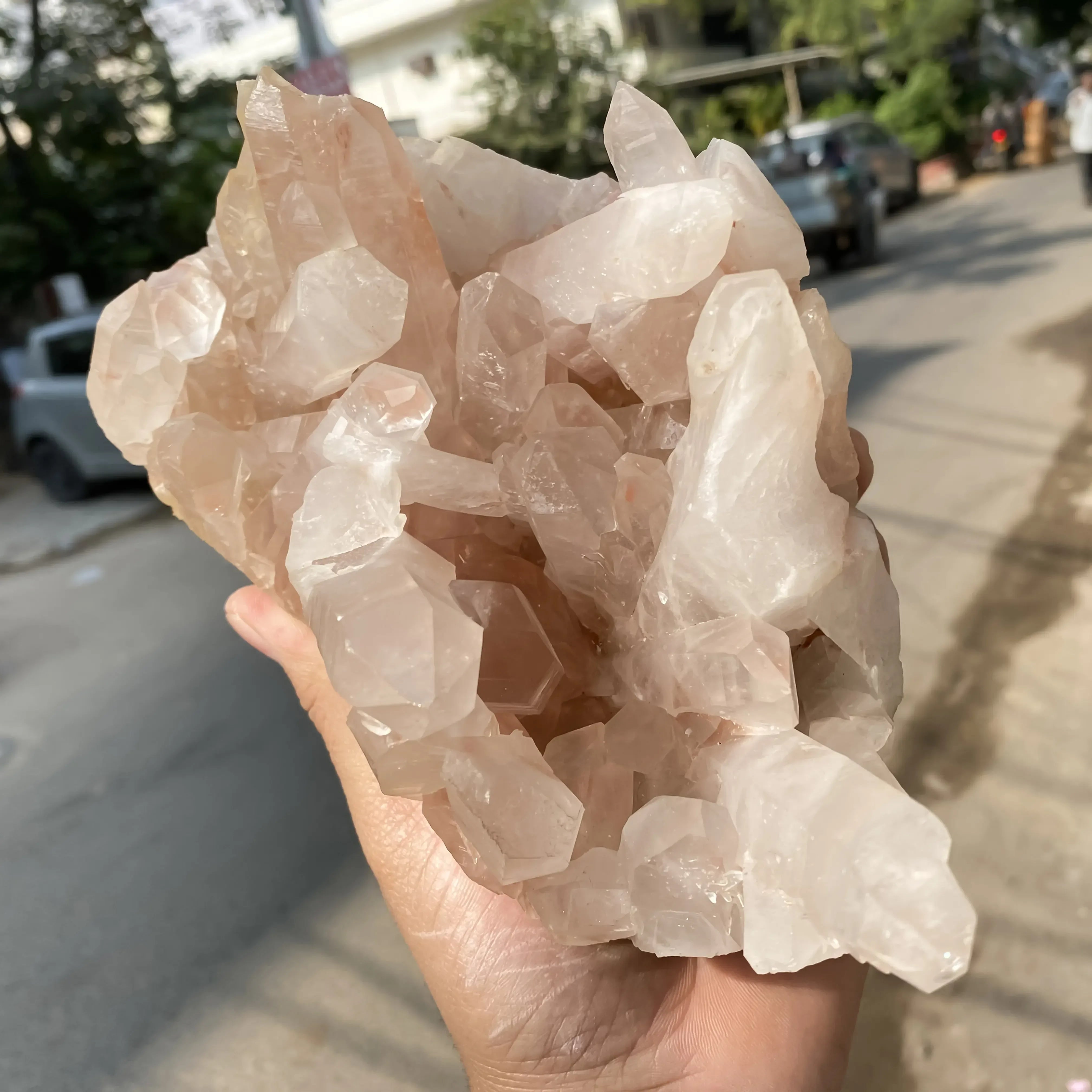Natural Pink Quartz Cluster Himalayan Quartz
