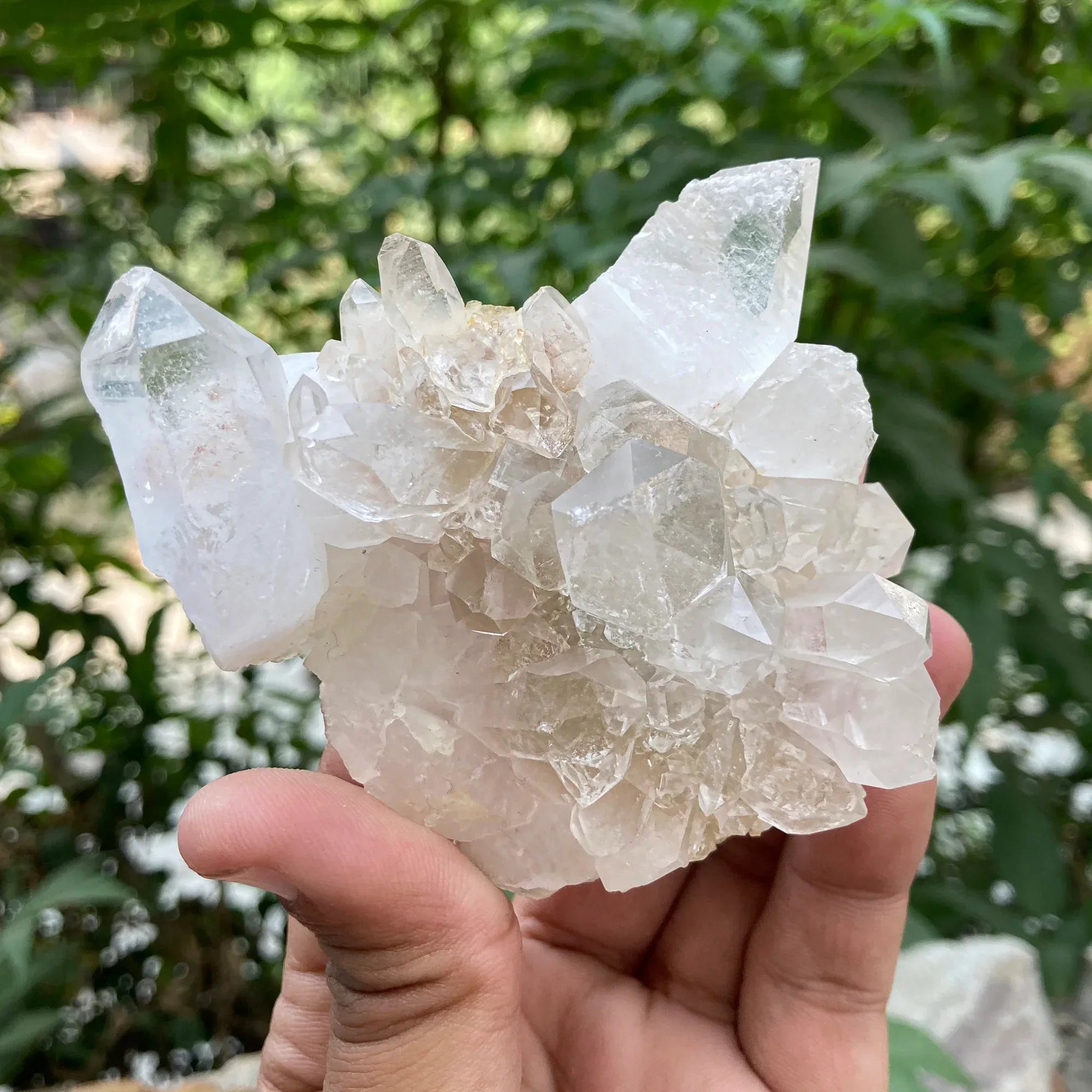 White Himalayan Quartz crystal cluster from Himalya Quartz, showcasing raw Himalayan Quartz mineral with natural crystal formations.