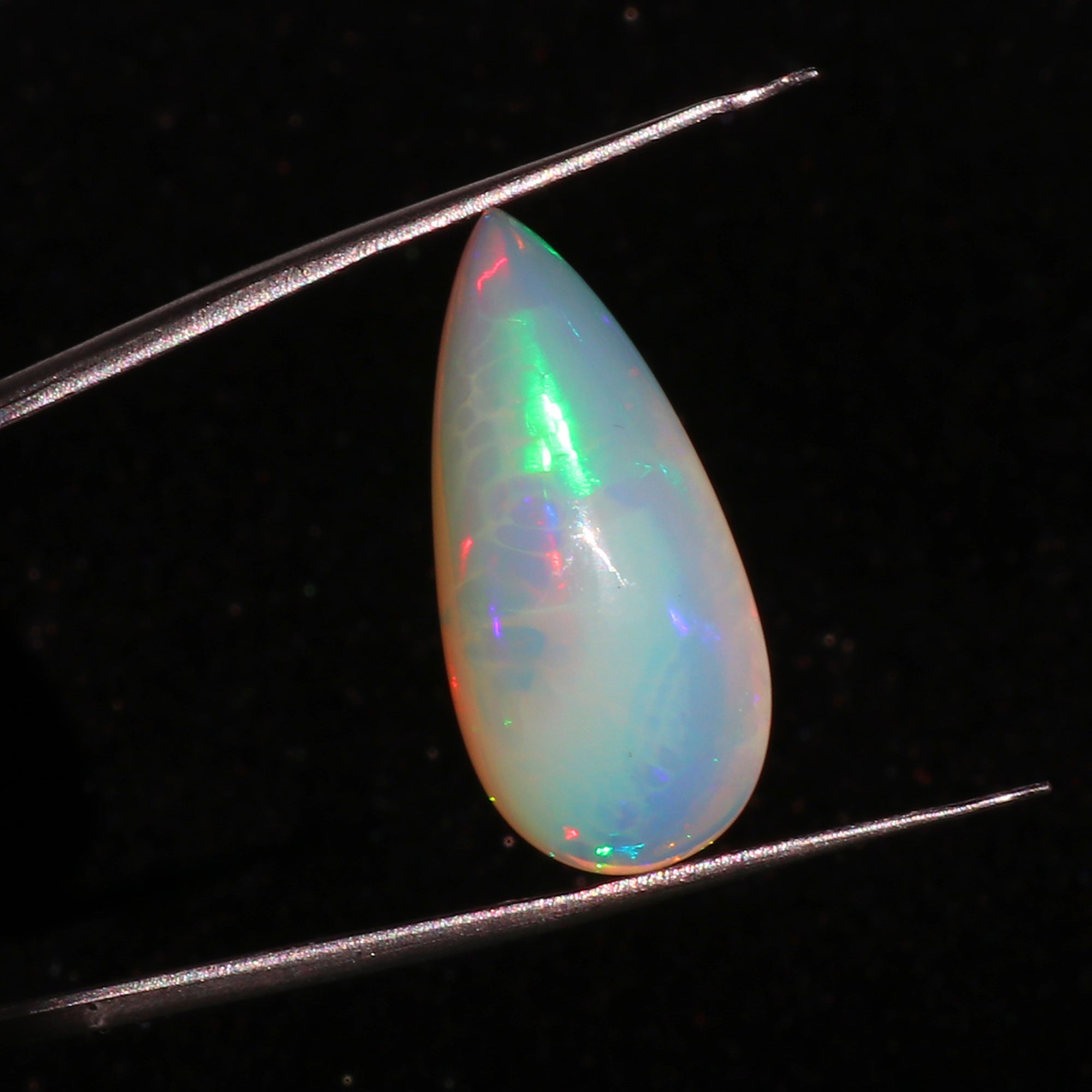 Welo Opal Cabochon: Ethiopian Honeycomb Pear Shape Gemstone (13.1 cts)