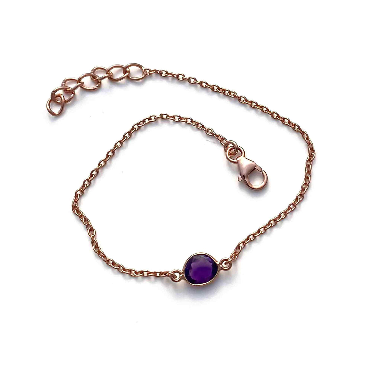 Amethyst Silver Bracelet – Rose Cut Gemstone Bracelets