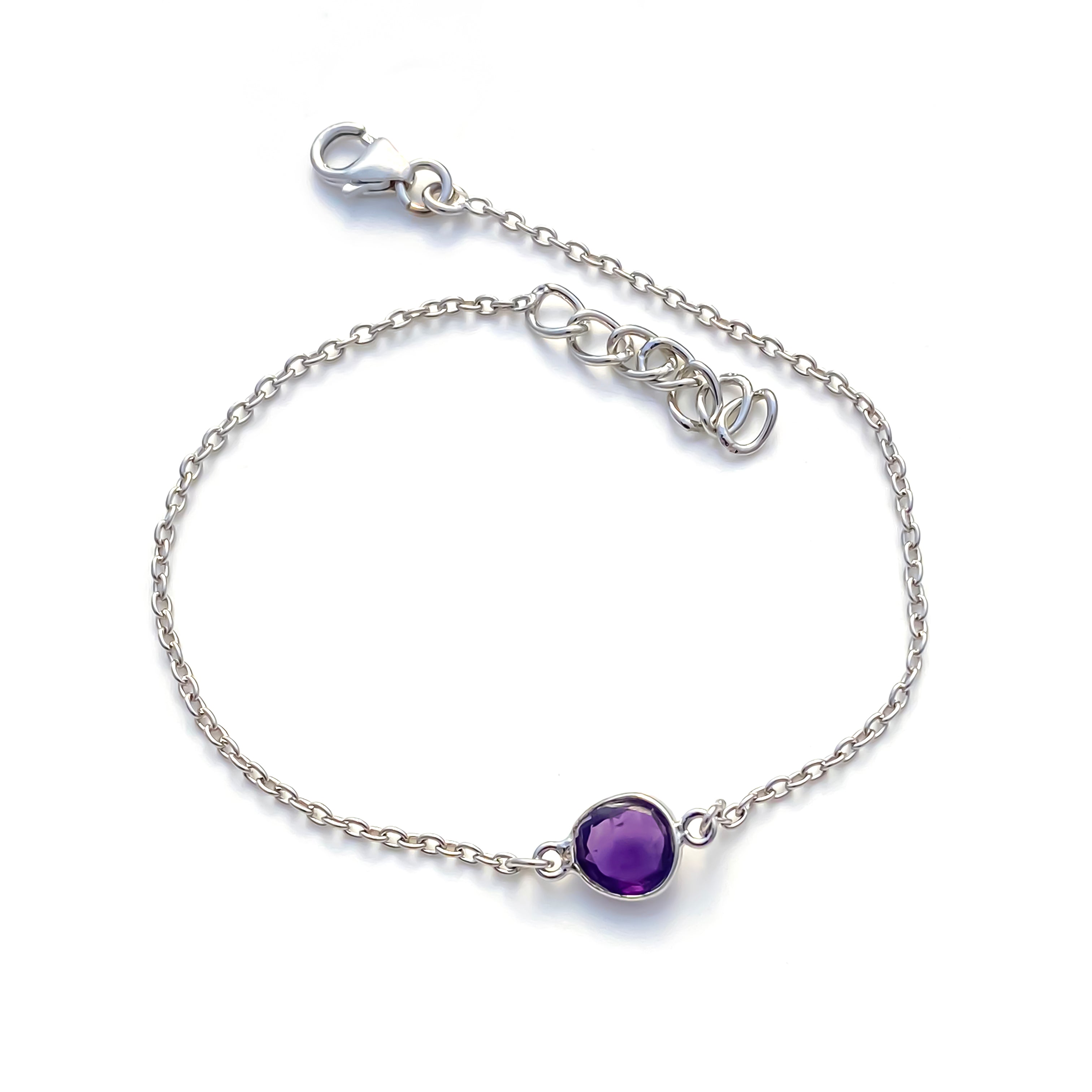 Amethyst Silver Bracelet – Rose Cut