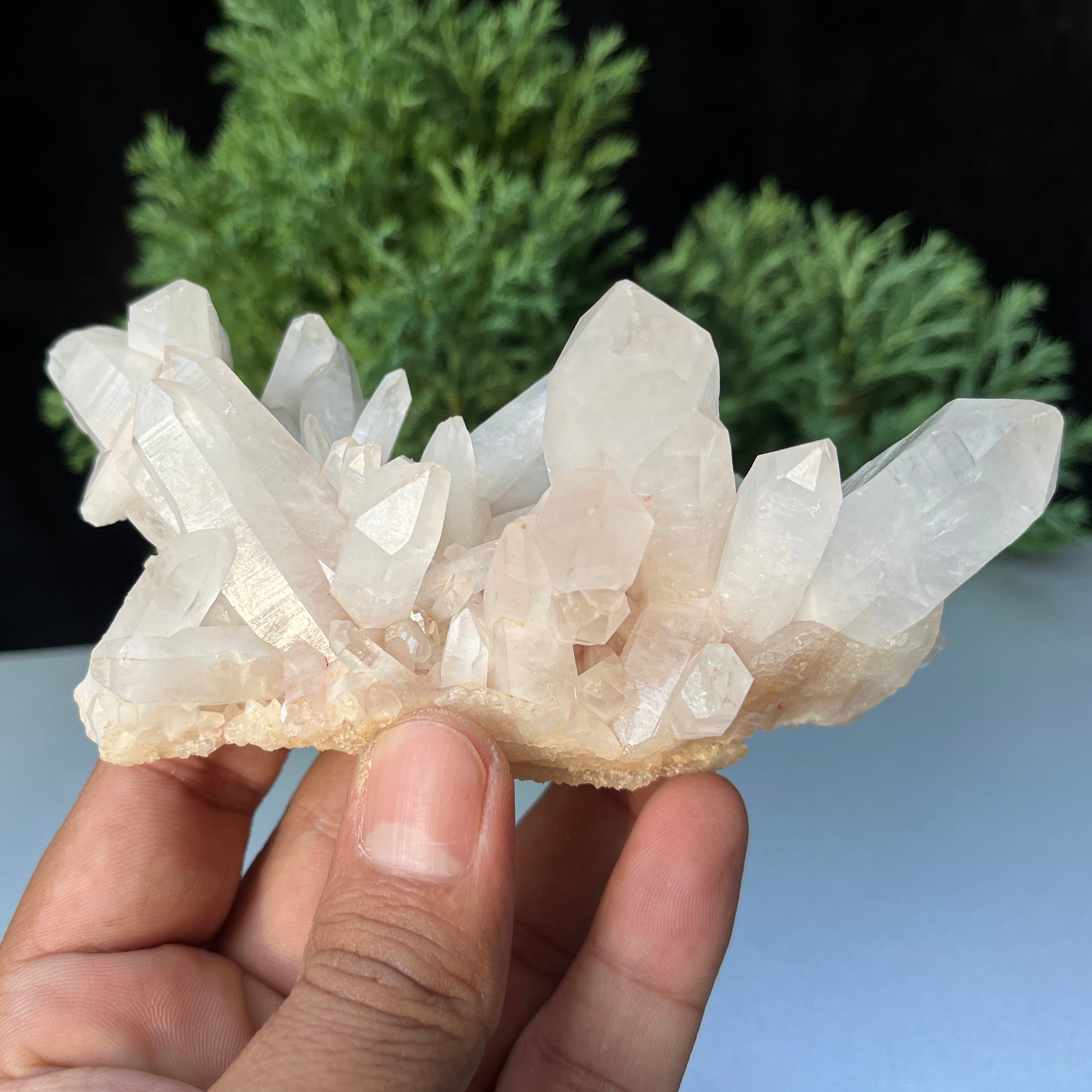Authentic white Himalayan Quartz crystal cluster with raw, natural appearance, ideal for healing and collector display.