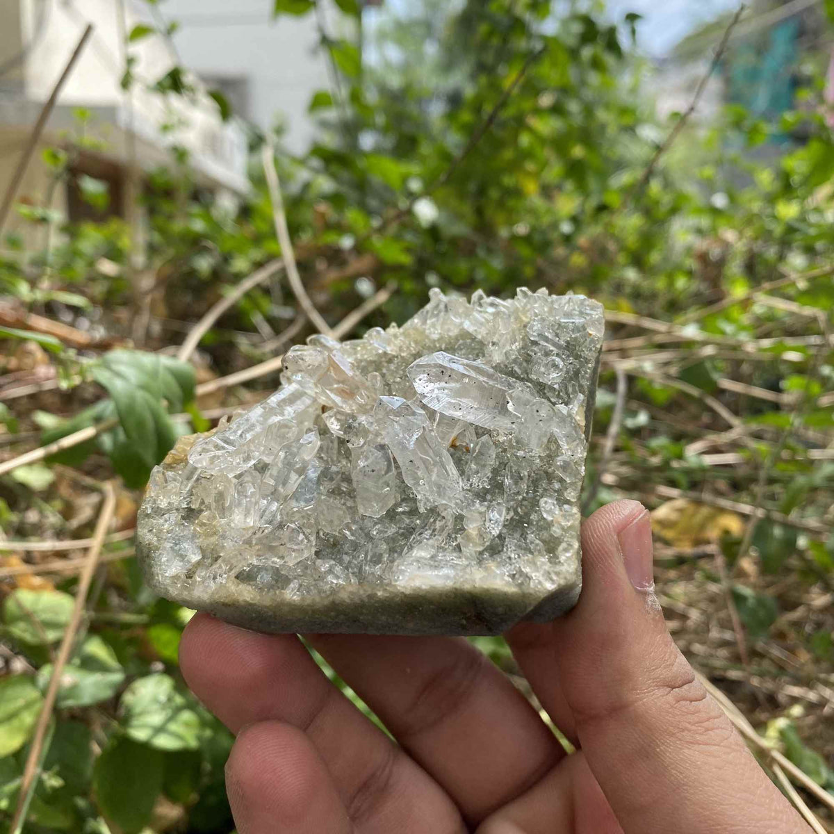 Natural Himalayan Green Chlorite Quartz Raw Cluster Display Specimen