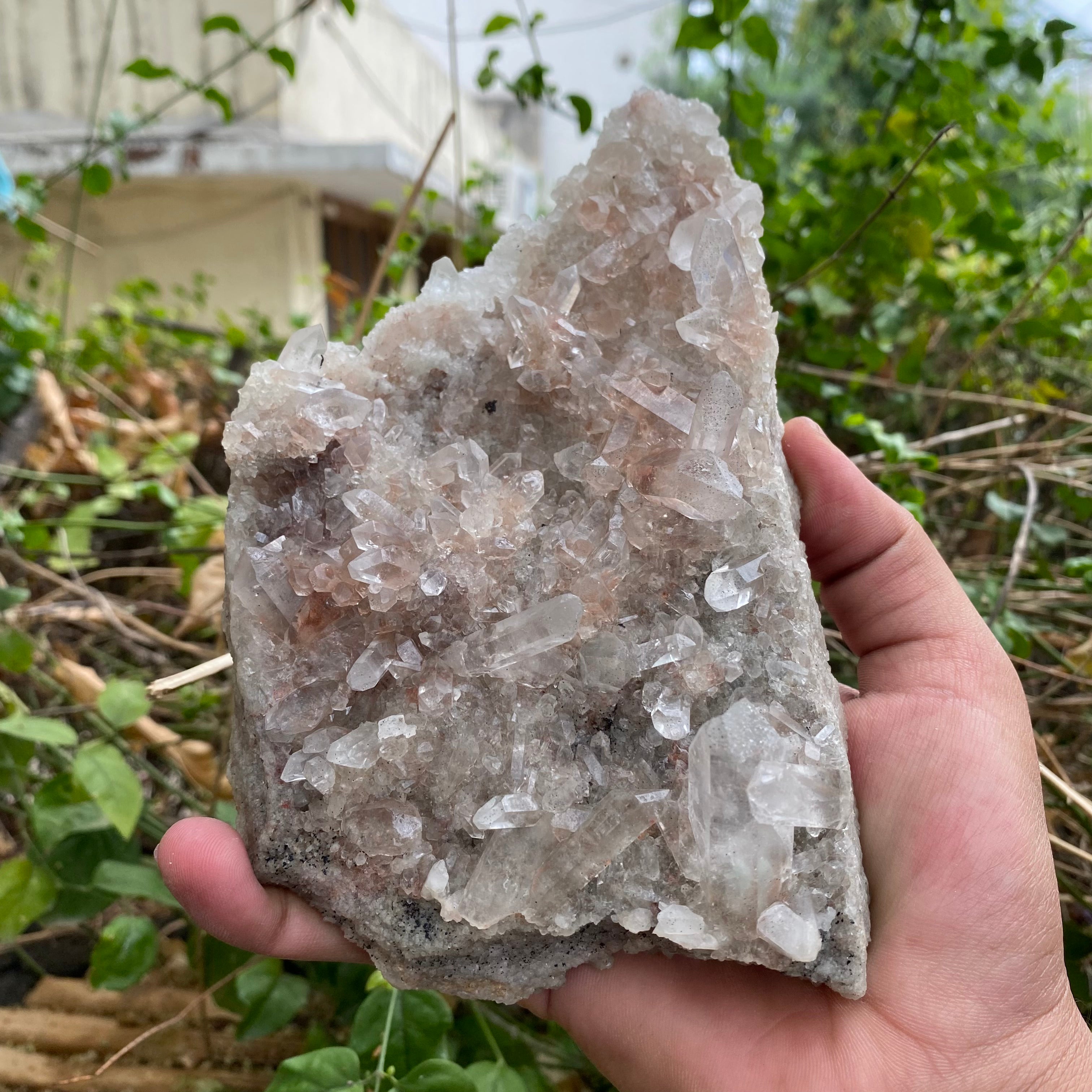 Pink Himalayan Quartz Crystal Cluster Raw Energy Healing Natural Display