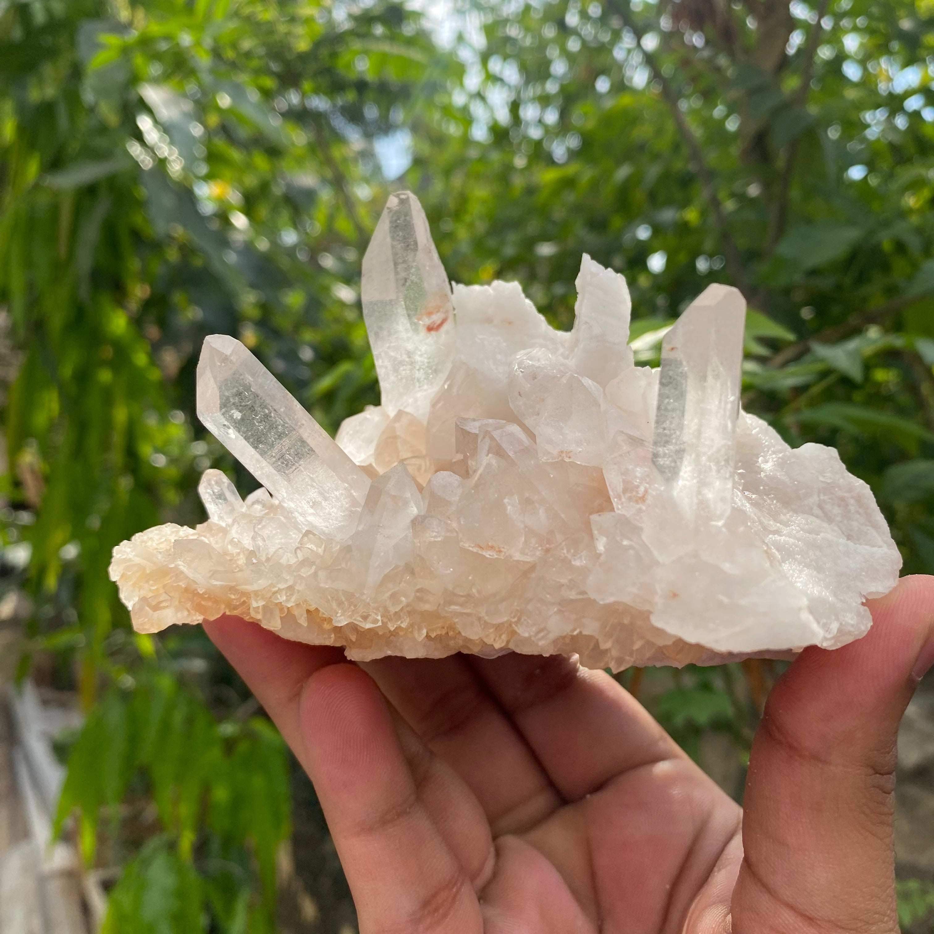 Pink Samadhi Quartz Crystal Cluster Healing Display Natural Himalayan Energy
