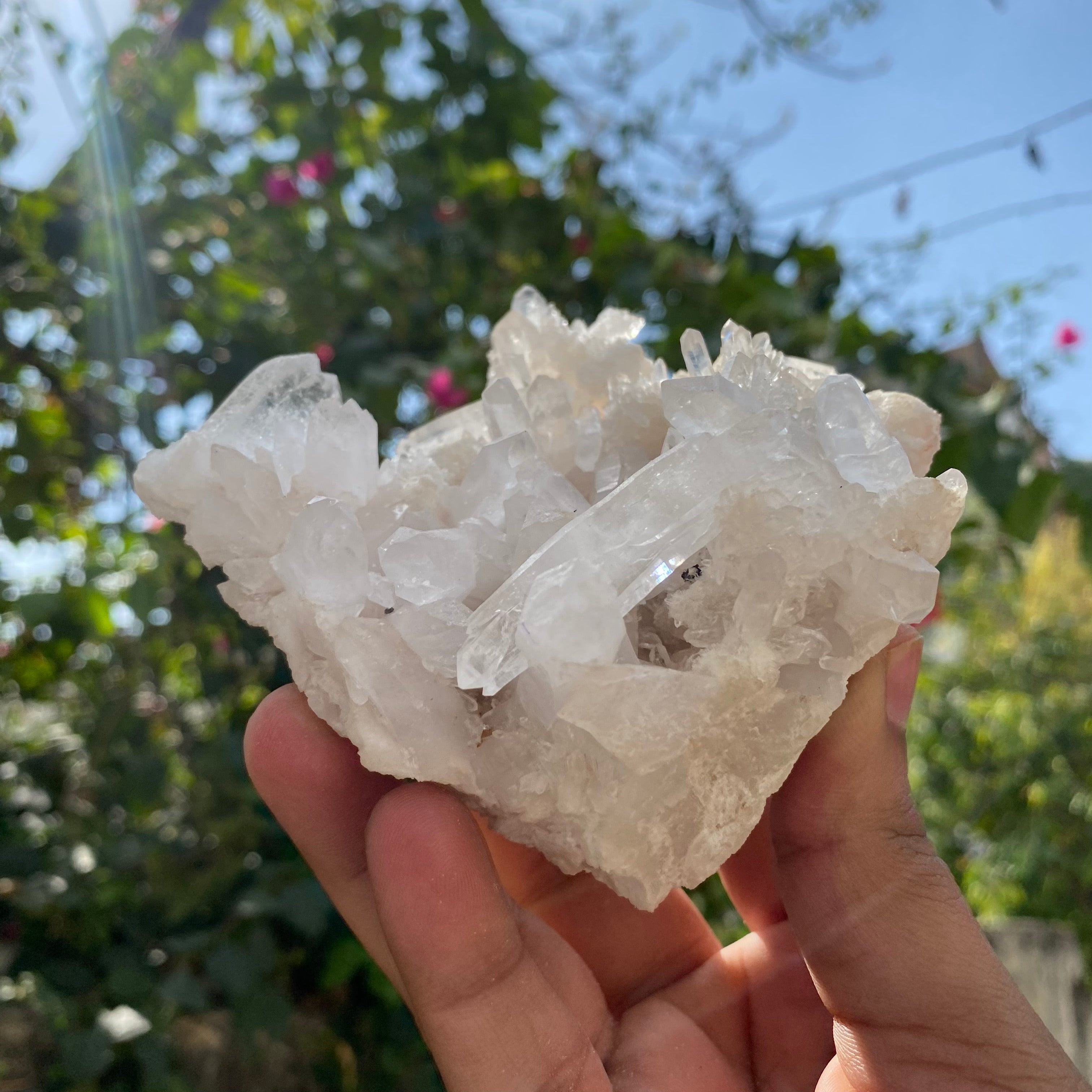White Samadhi Quartz Crystal Cluster Healing Himalayan Display Energy Stone