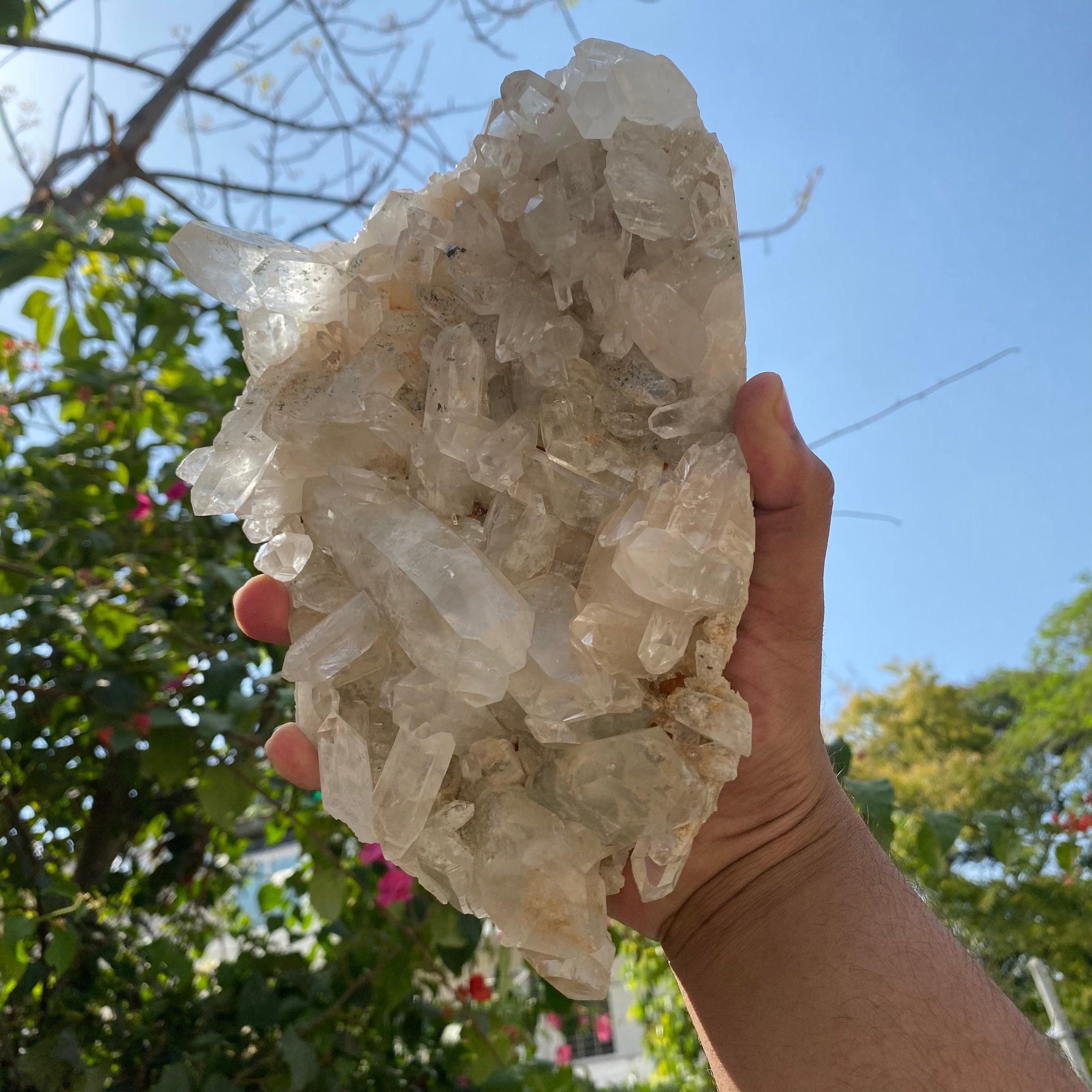 White Phantom Quartz Crystal Cluster Himalayan Raw Healing Energy Stone