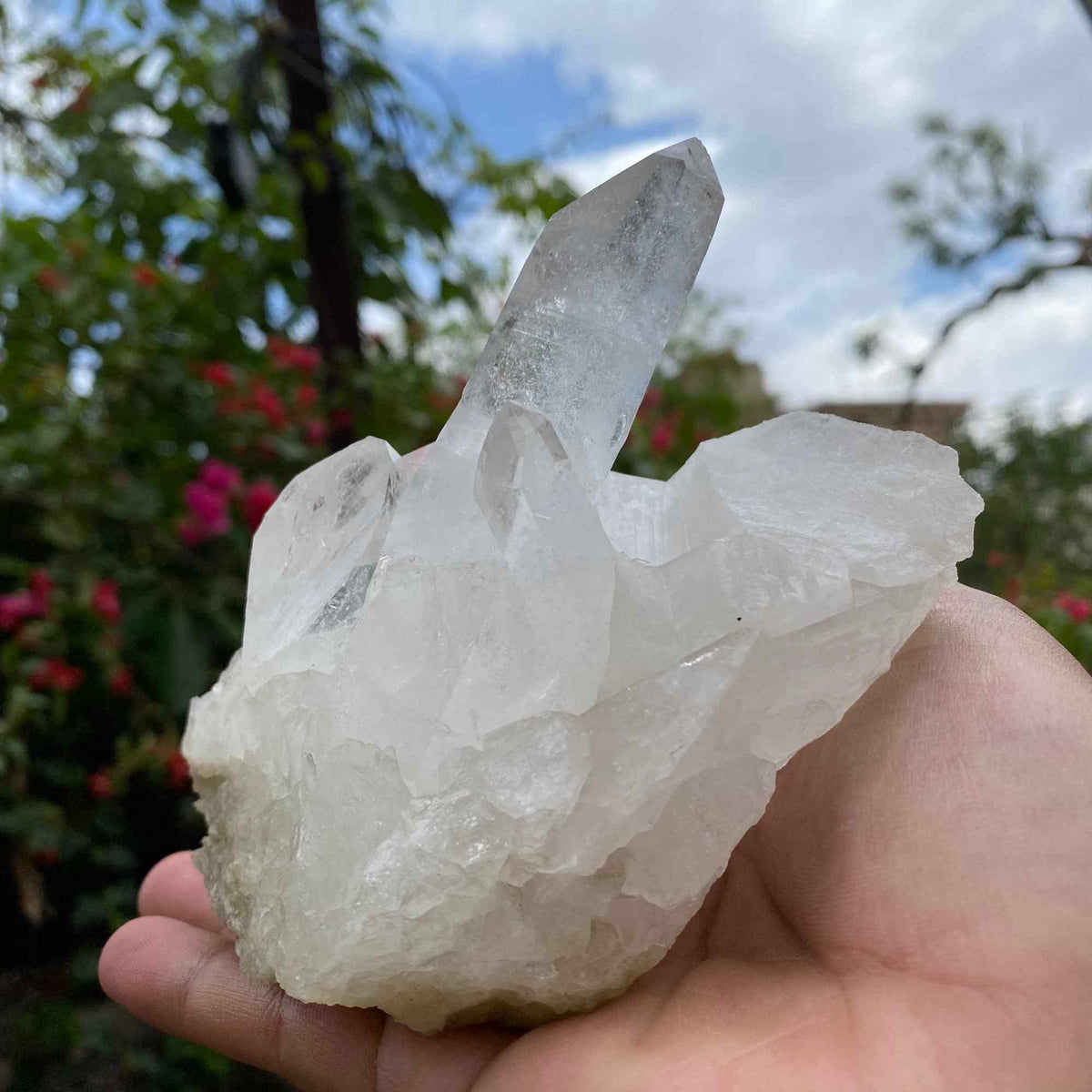 White Himalayan Quartz Crystal Cluster Healing Display Natural Energy Stone