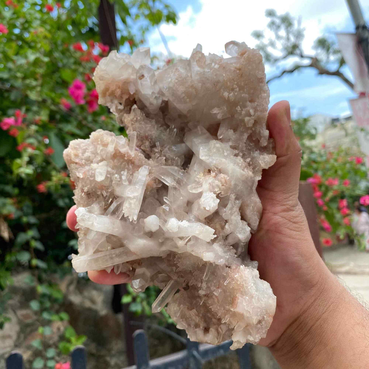 Pink Quartz Crystal Cluster Raw Himalayan Healing Energy Display Natural