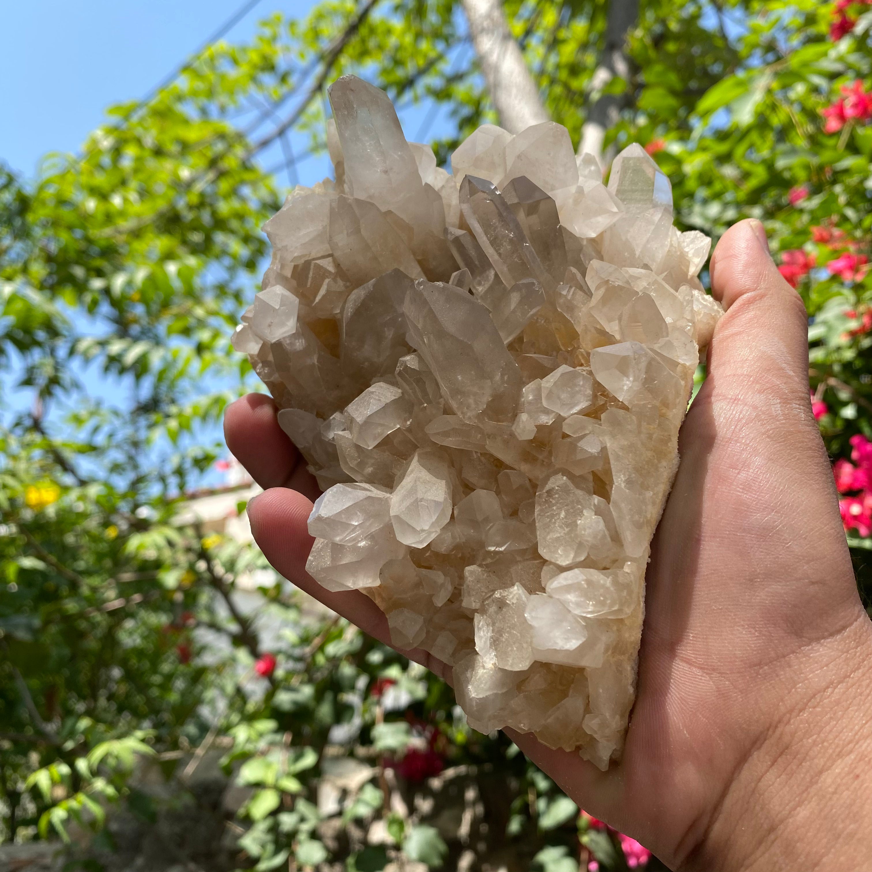 Natural Himalayan White Quartz Crystal Cluster Healing Energy Display Specimen