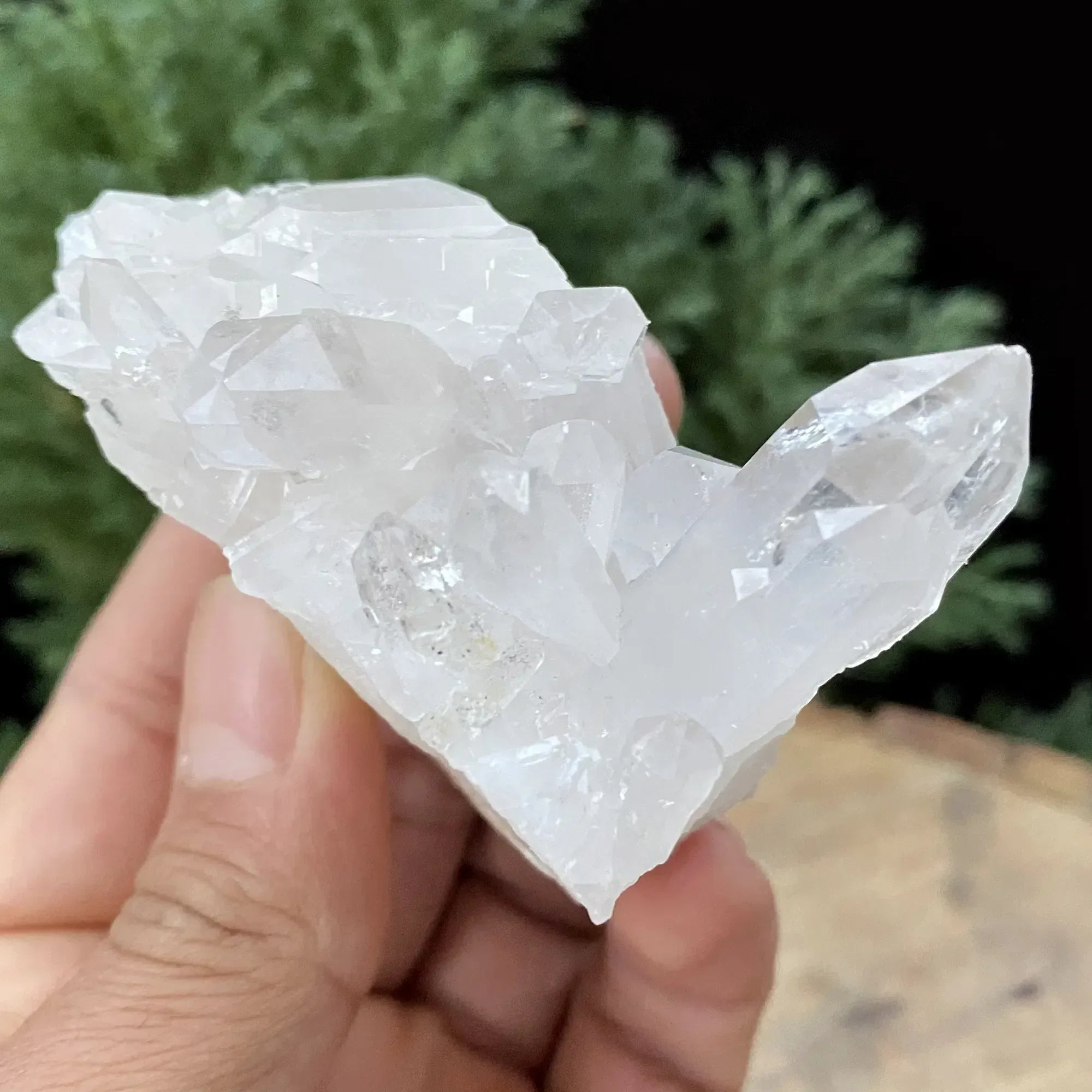 White Himalayan Quartz raw crystal cluster from Himalya Quartz, featuring natural crystalline formations for display and healing purposes.