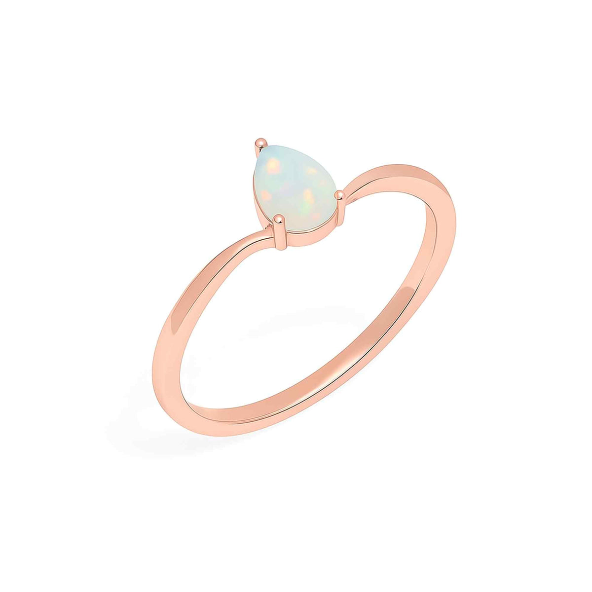 Pear-shaped Ethiopian Opal Ringin 925 sterling silver with a teardrop gemstone, handmade jewelry for women by Himalya Quartz.