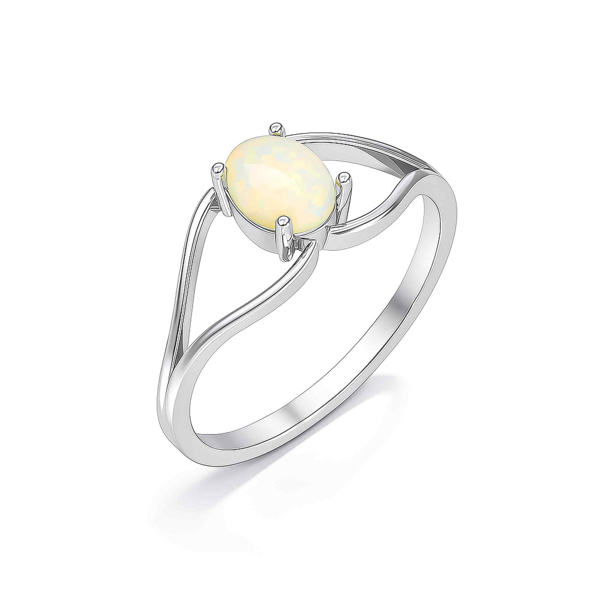 Vintage Ethiopian Opal Ringwith 5x7mm oval opal set in sterling silver, handmade statement jewelry for women by Himalya Quartz