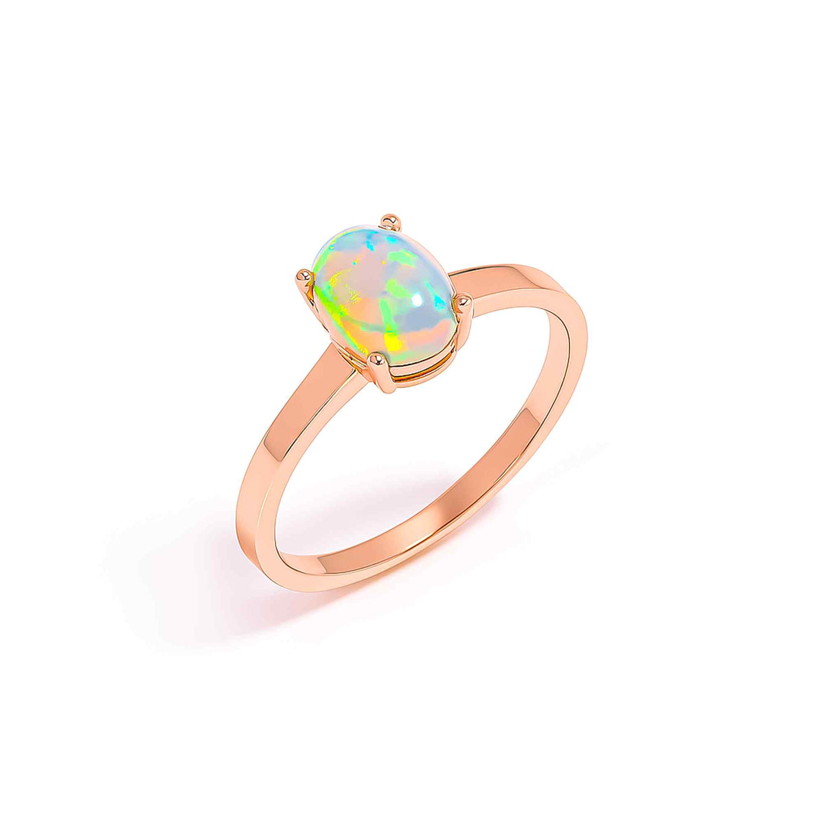Ethiopian opal cocktail ring with 7x9mm and 8x10mm oval stones in sterling silver, bold handmade design by Himalya Quartz