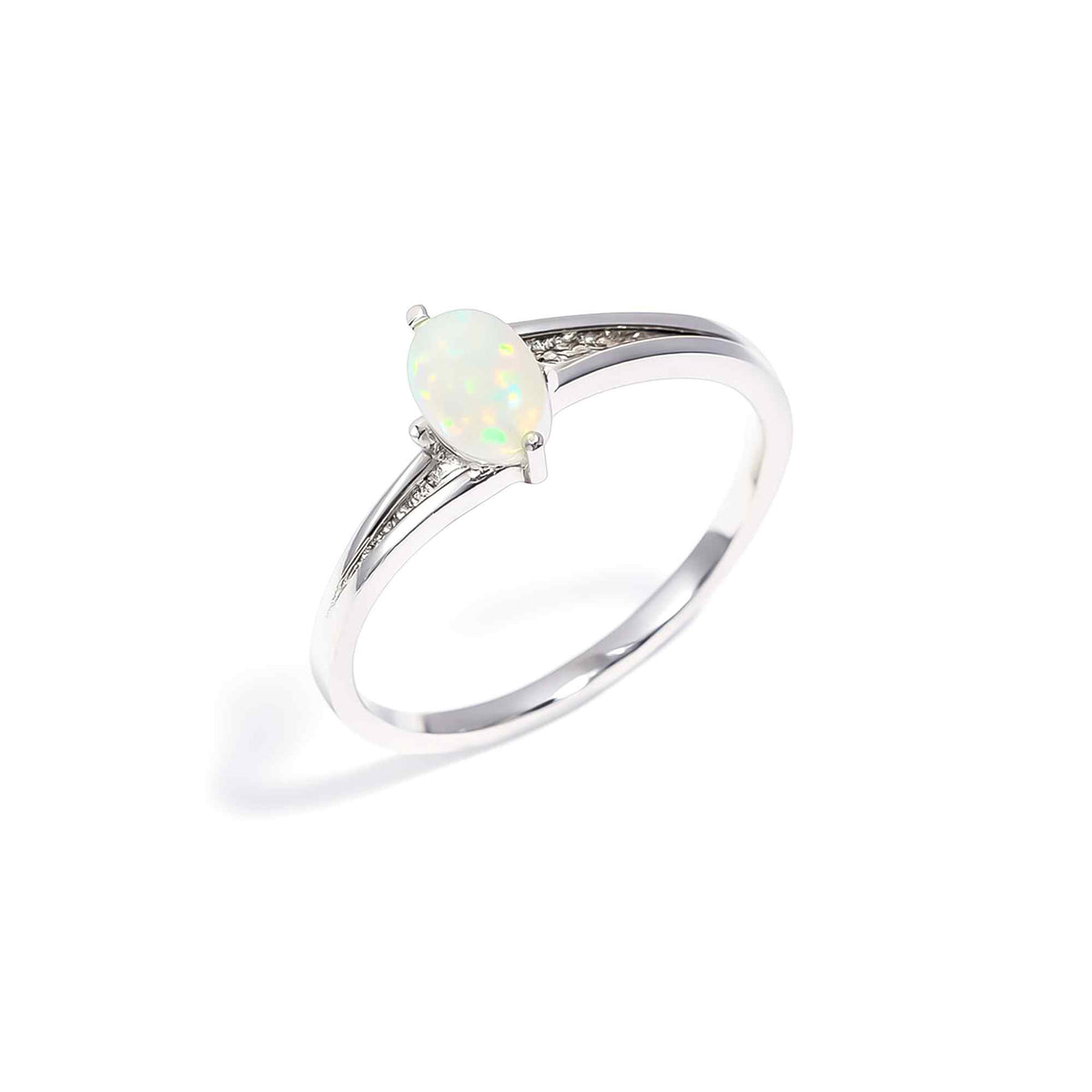 Sterling silver oval Ethiopian Opal Ringwith 4x6mm gemstone, handmade jewelry by Himalya Quartz.