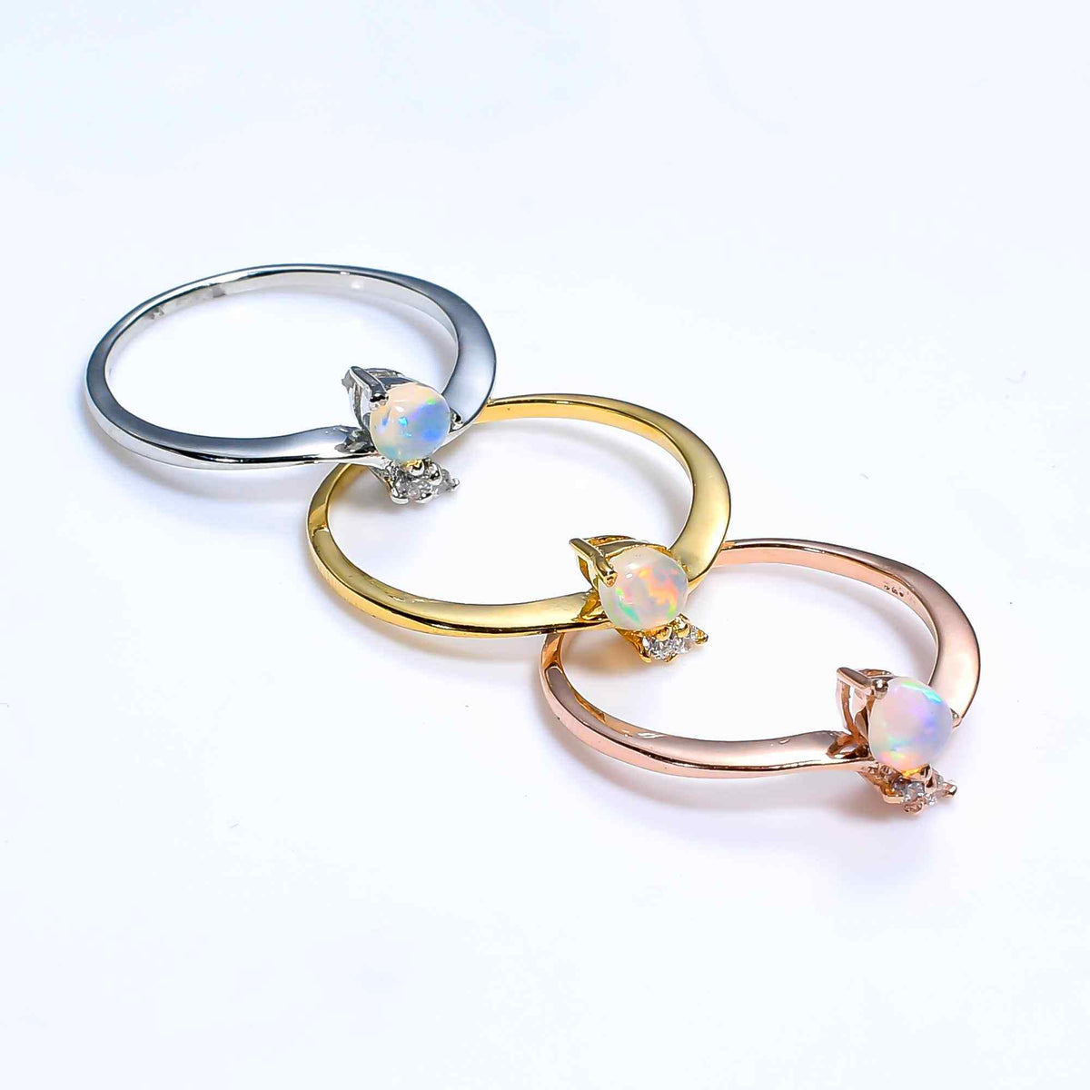 Natural Ethiopian Opal Zircon Ring in 925 Sterling Silver, Pear Cut Minimalist Gemstone Ring for Women