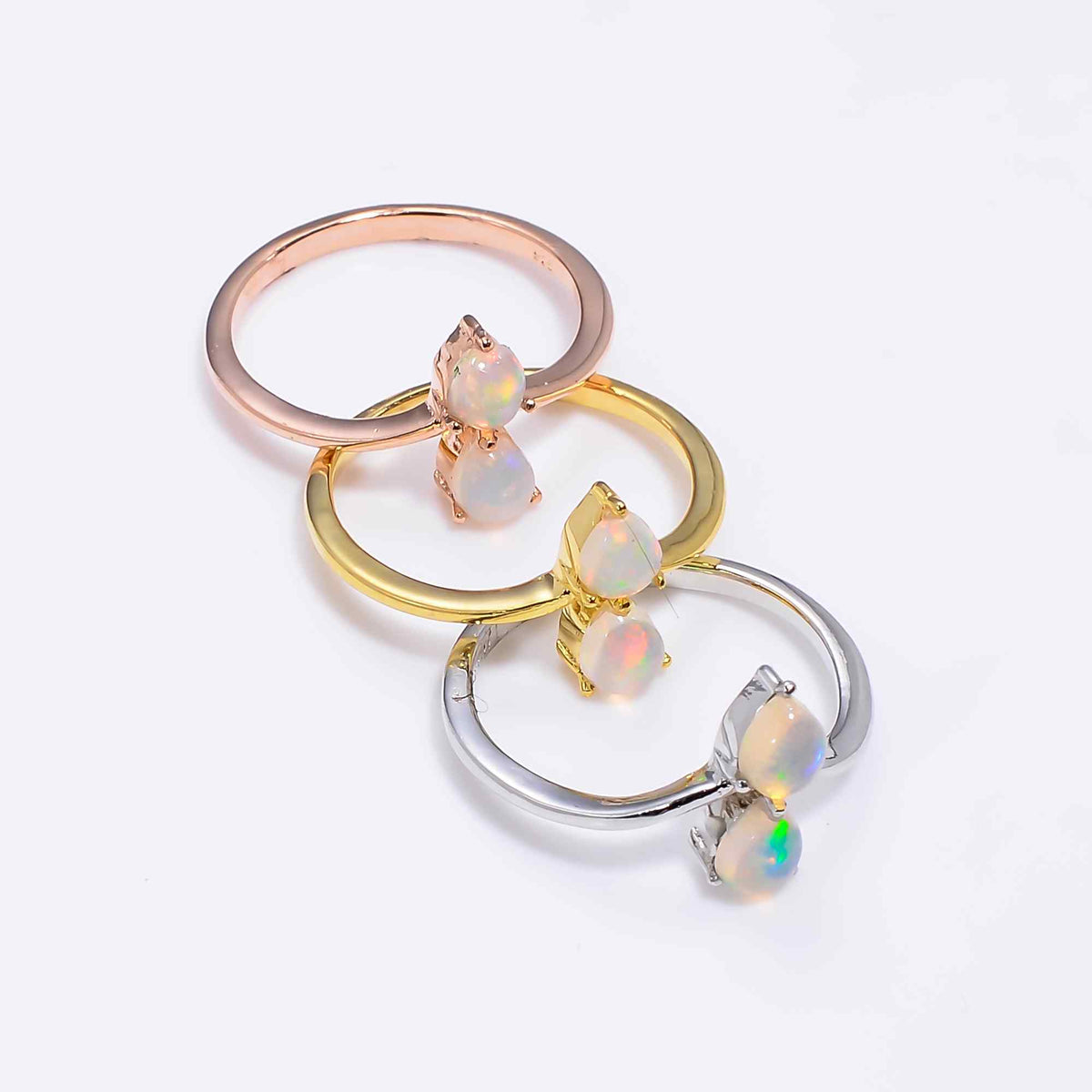 Ethiopian Opal Ringby Himalya Quartz featuring a 3x5mm natural opal set in sterling silver, elegant women's jewelry.