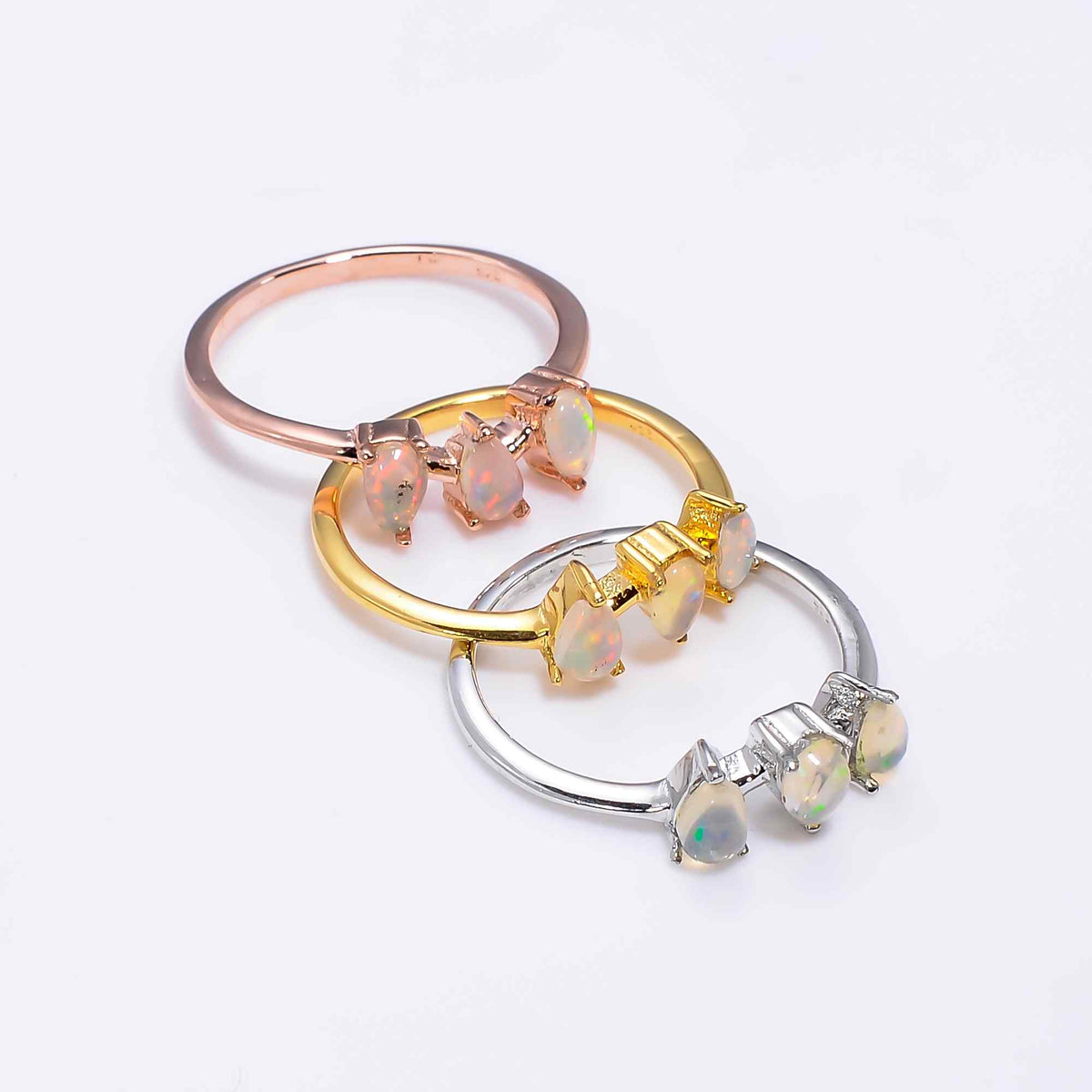 Ethiopian Opal Ringin 925 sterling silver with a 3x5mm opal gemstone, designed for women, by Himalya Quartz.